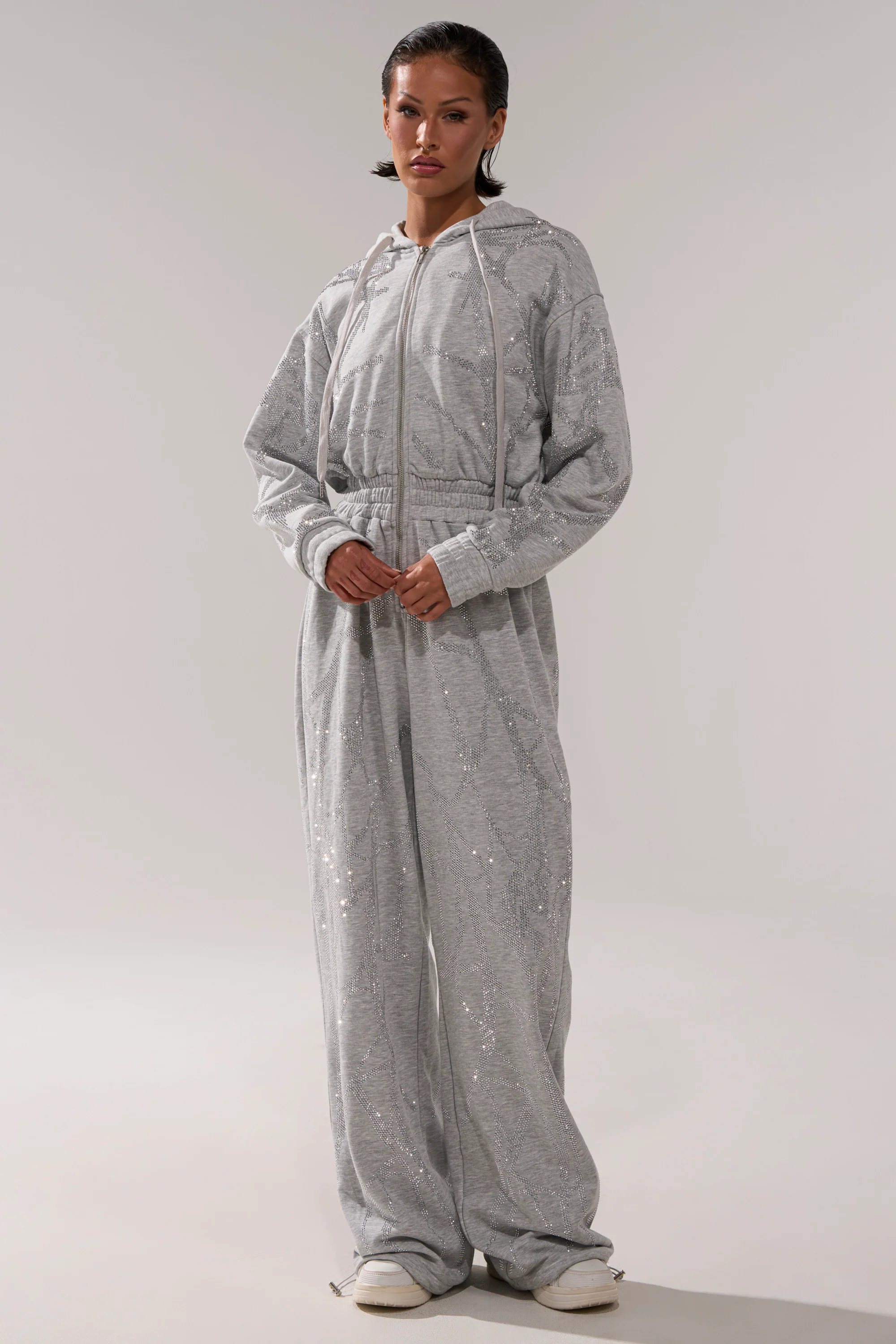 NEVER BUGGIN PRINTED FRENCH TERRY JUMPSUIT