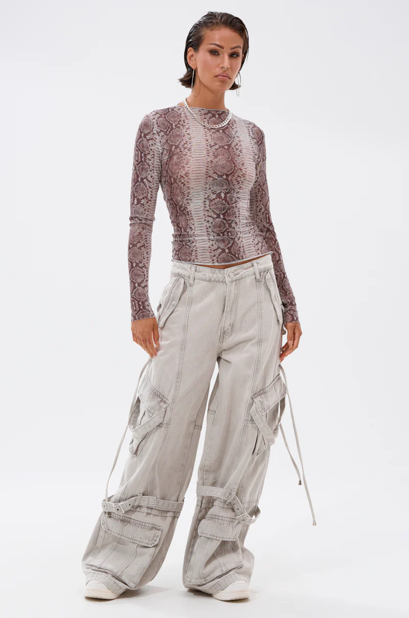 SNAKE CHARMER LONG SLEEVE MESH TOP