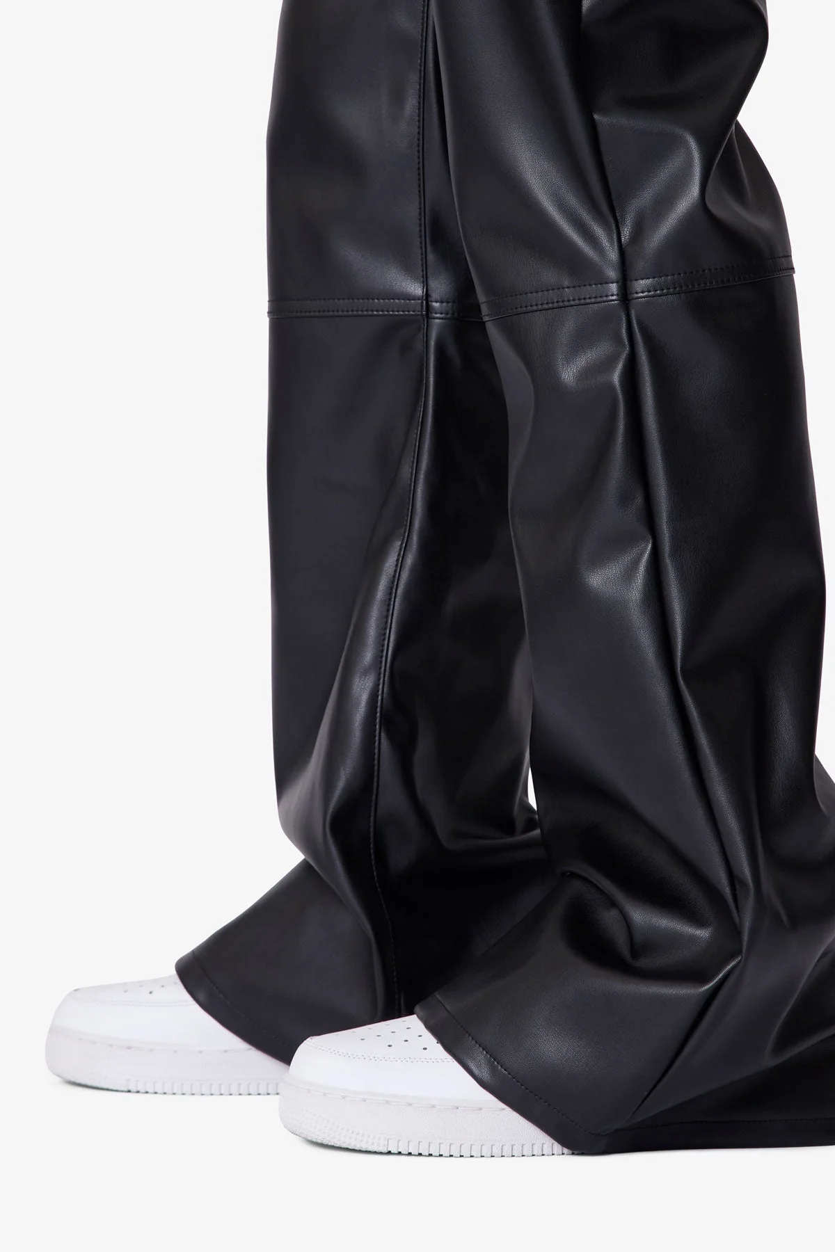 Leather Flare Pants - Black