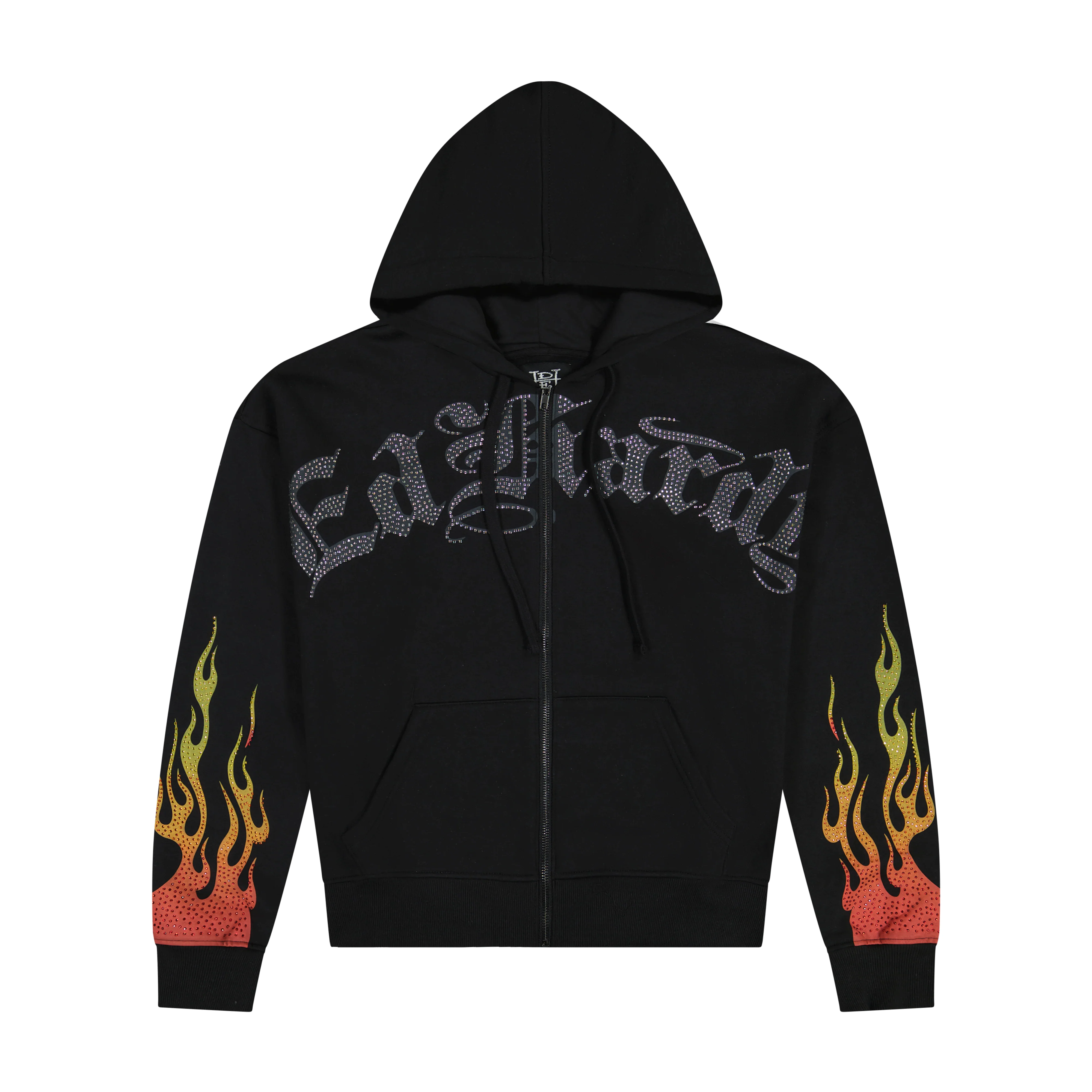 Skull Flames Boxy Zip Hoodie