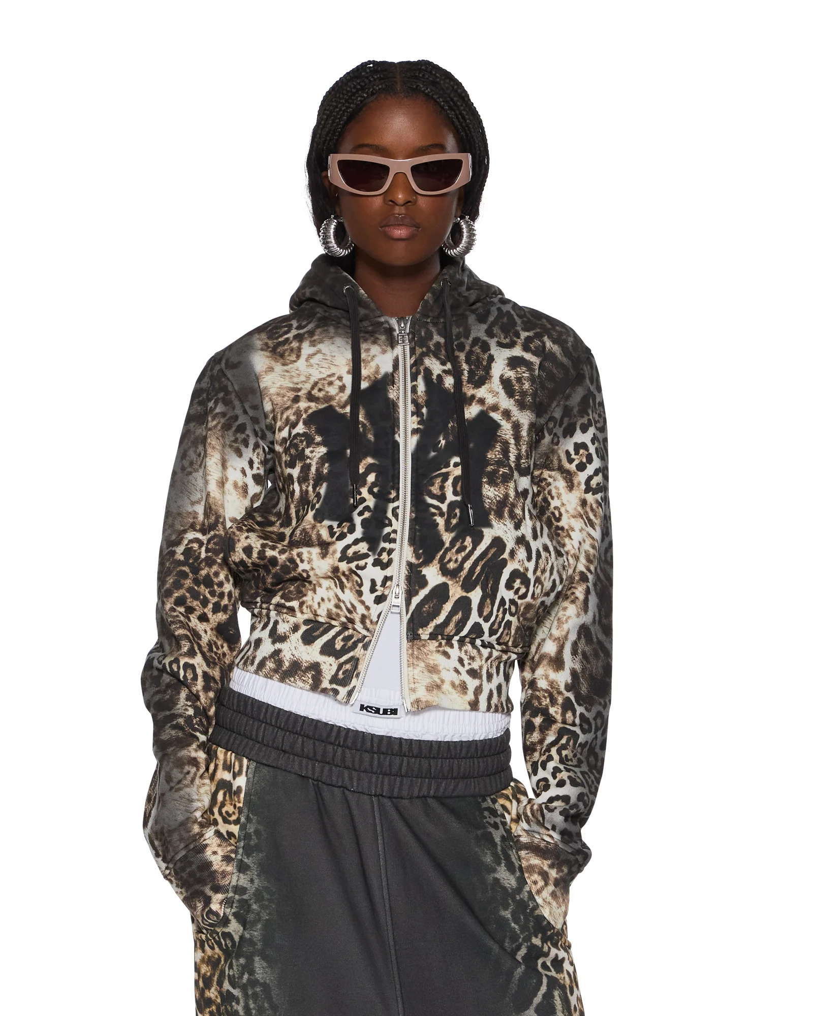 MOWALOLA ZIP HOODIE CHEETAH