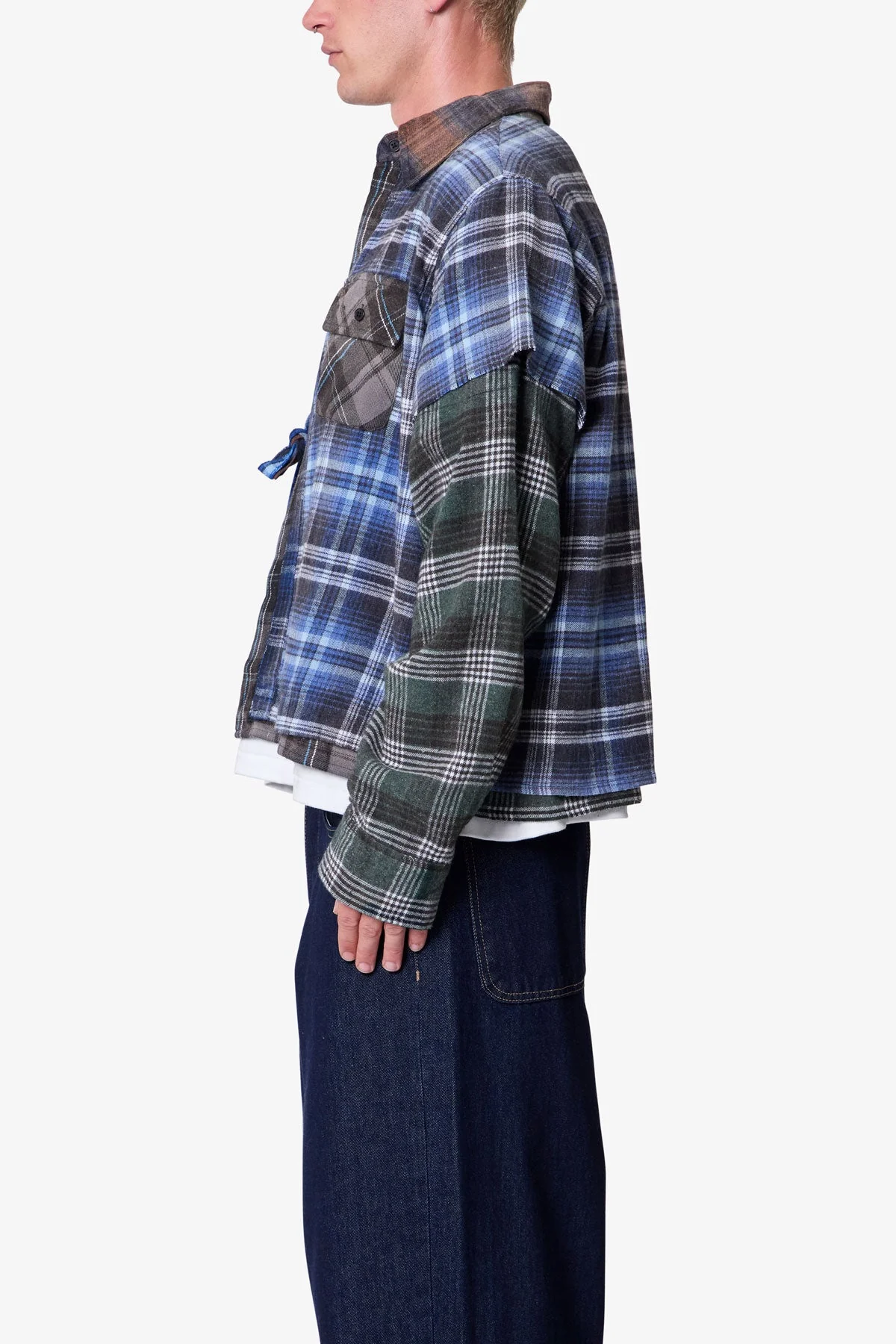 Knot Tie Mix Flannel Shirt - Multi