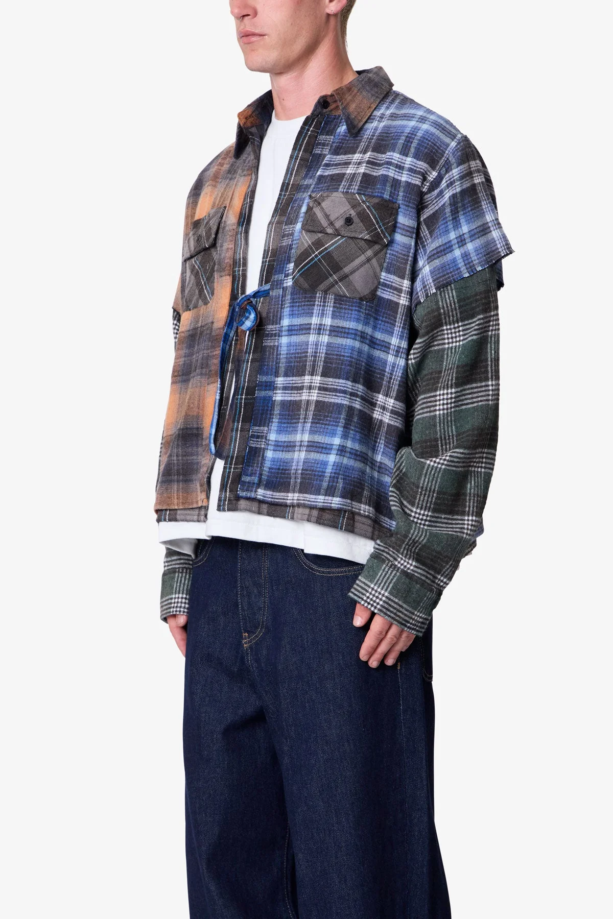 Knot Tie Mix Flannel Shirt - Multi