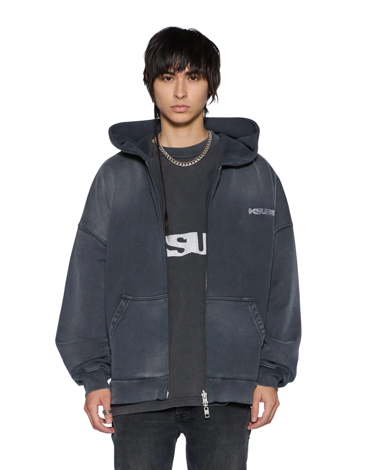 ACE EKCESS ZIP THRU HOODIE BLACK FADE