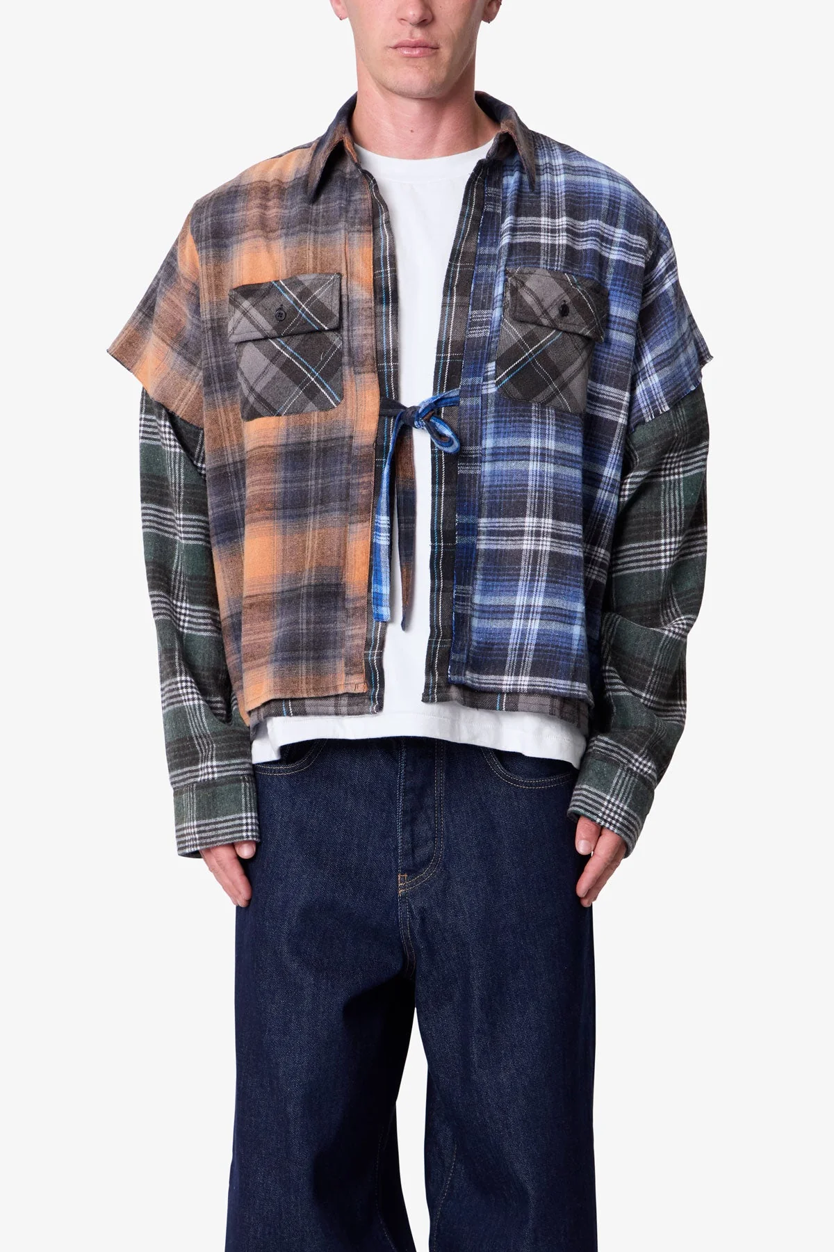 Knot Tie Mix Flannel Shirt - Multi
