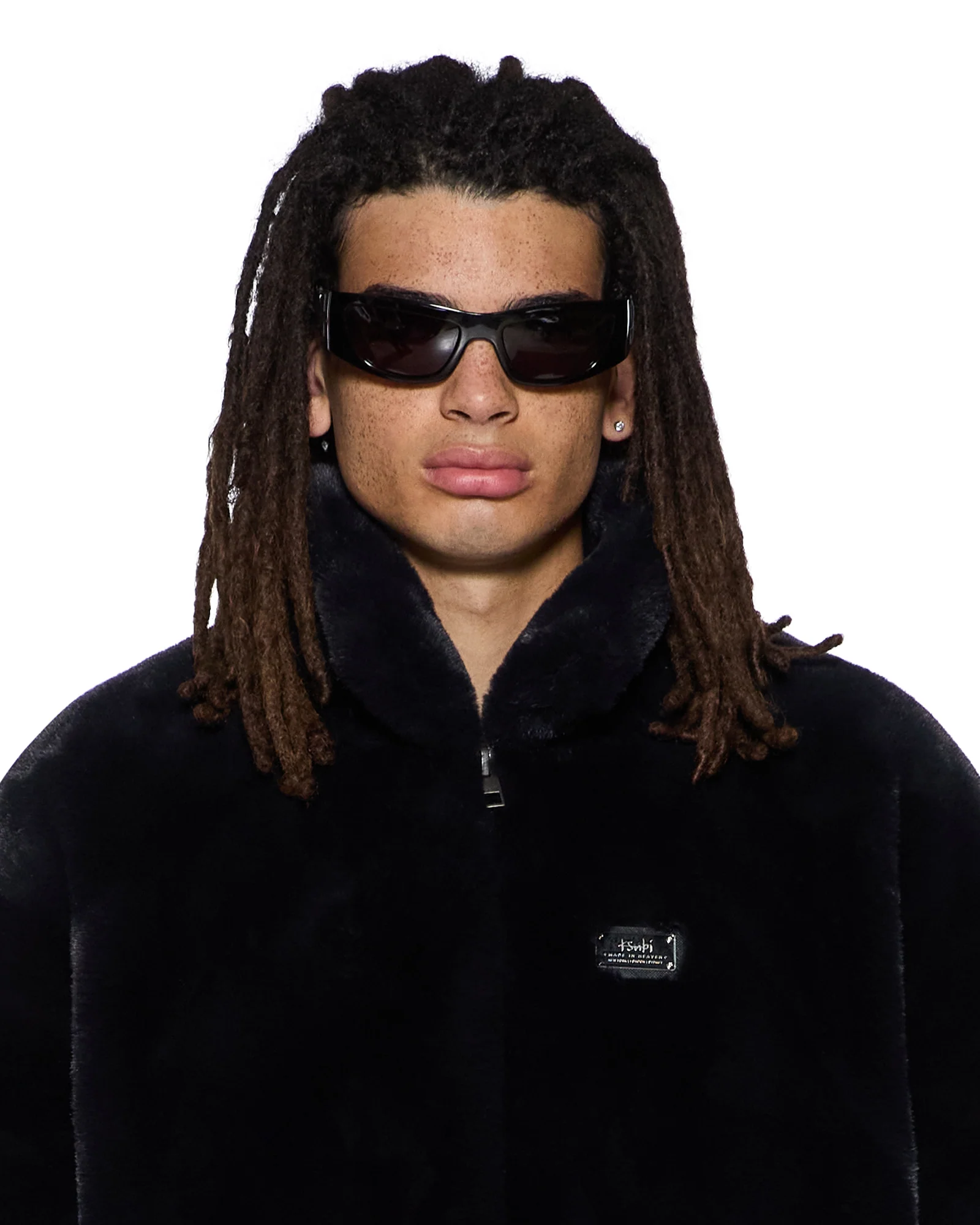 HUSSLE FAUX FUR JACKET BLACK