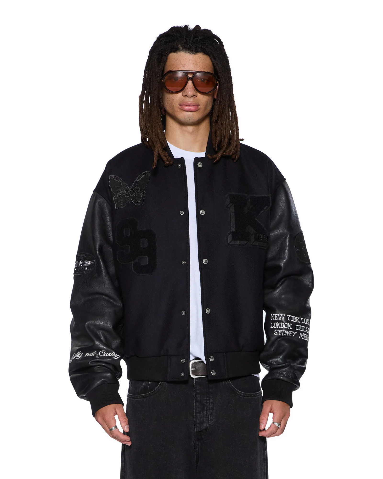 PATCHED VARSITY JACKET BLACK