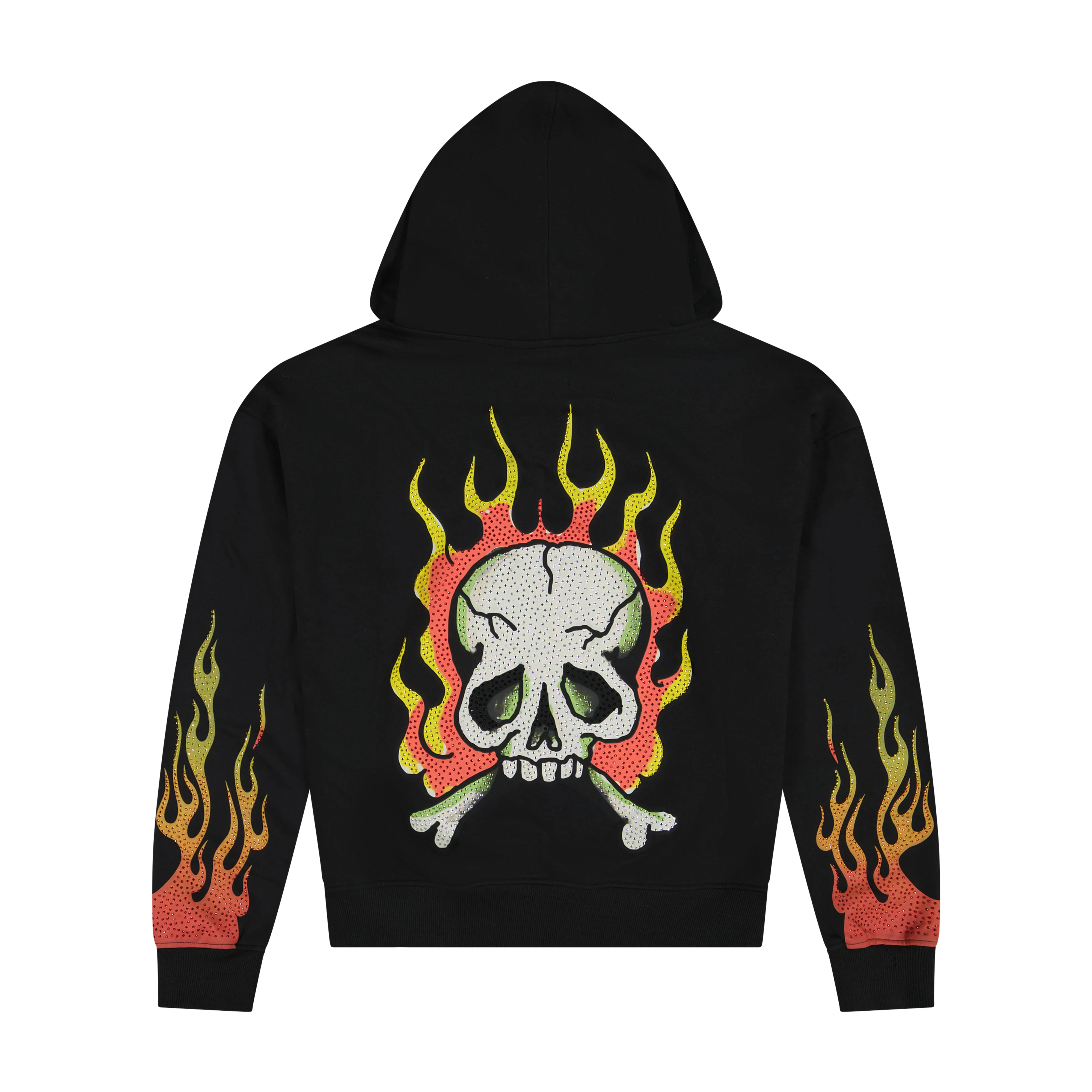 Skull Flames Boxy Zip Hoodie