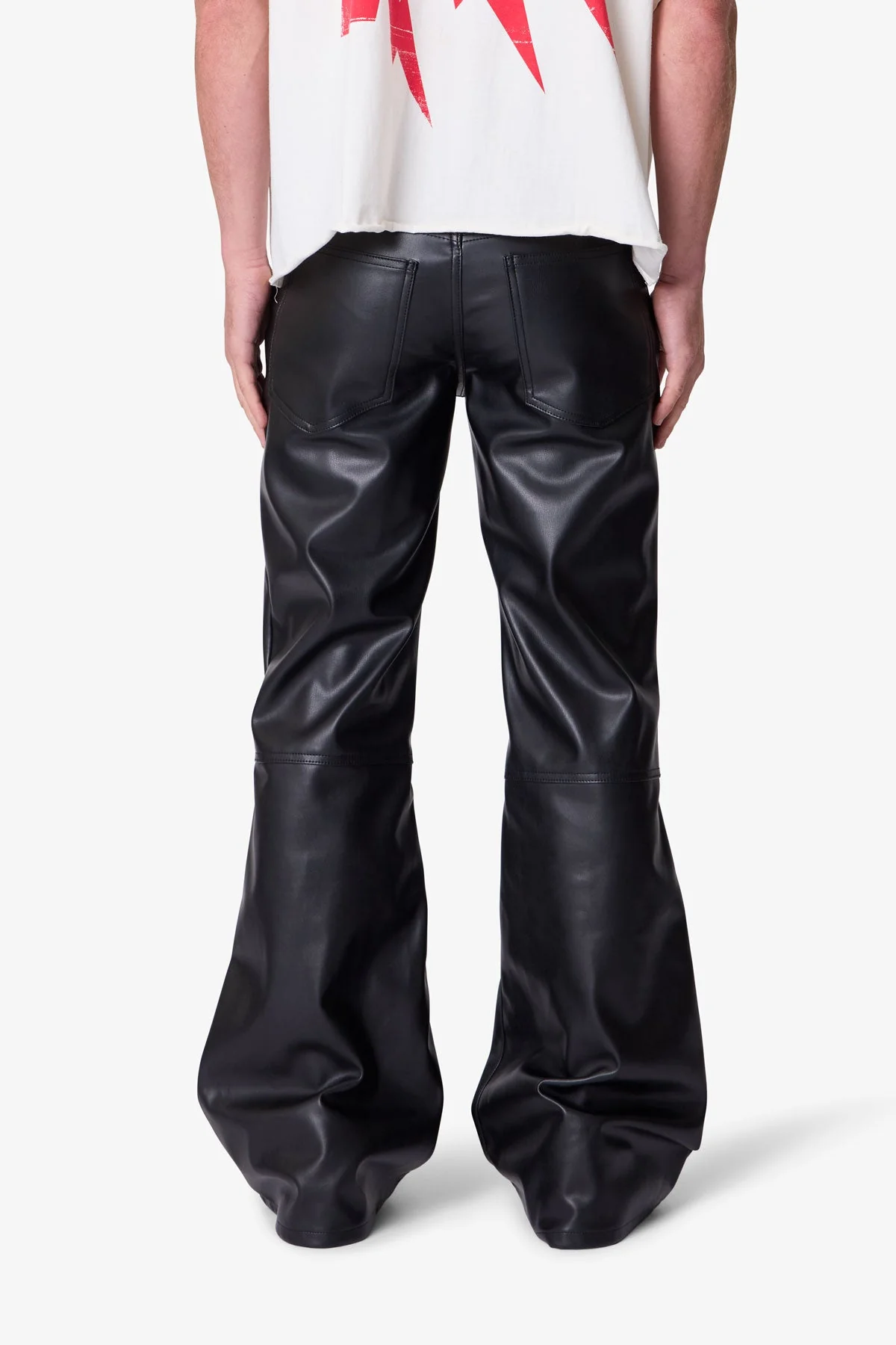 Leather Flare Pants - Black