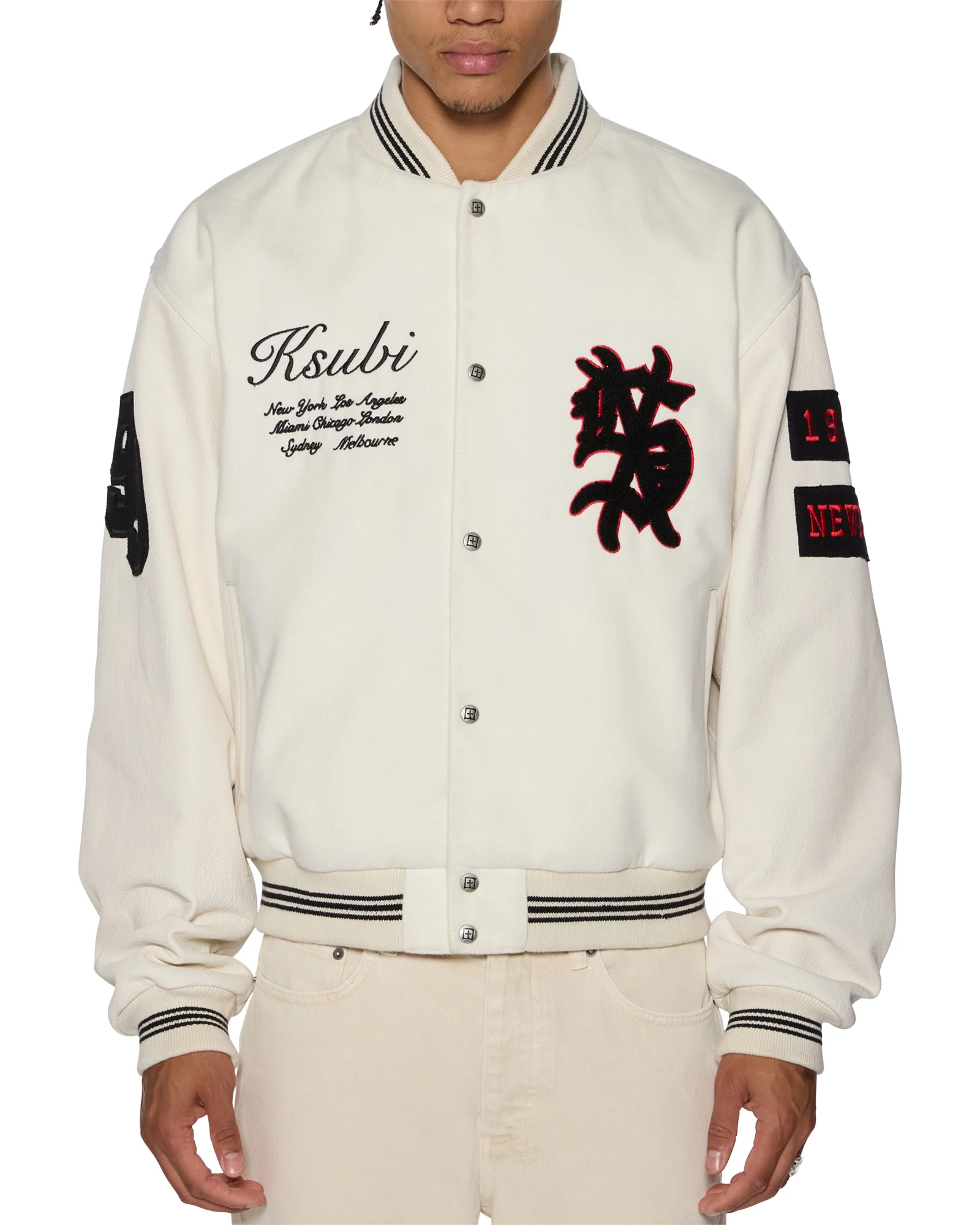 PLAYOFF VARSITY JACKET ECRU