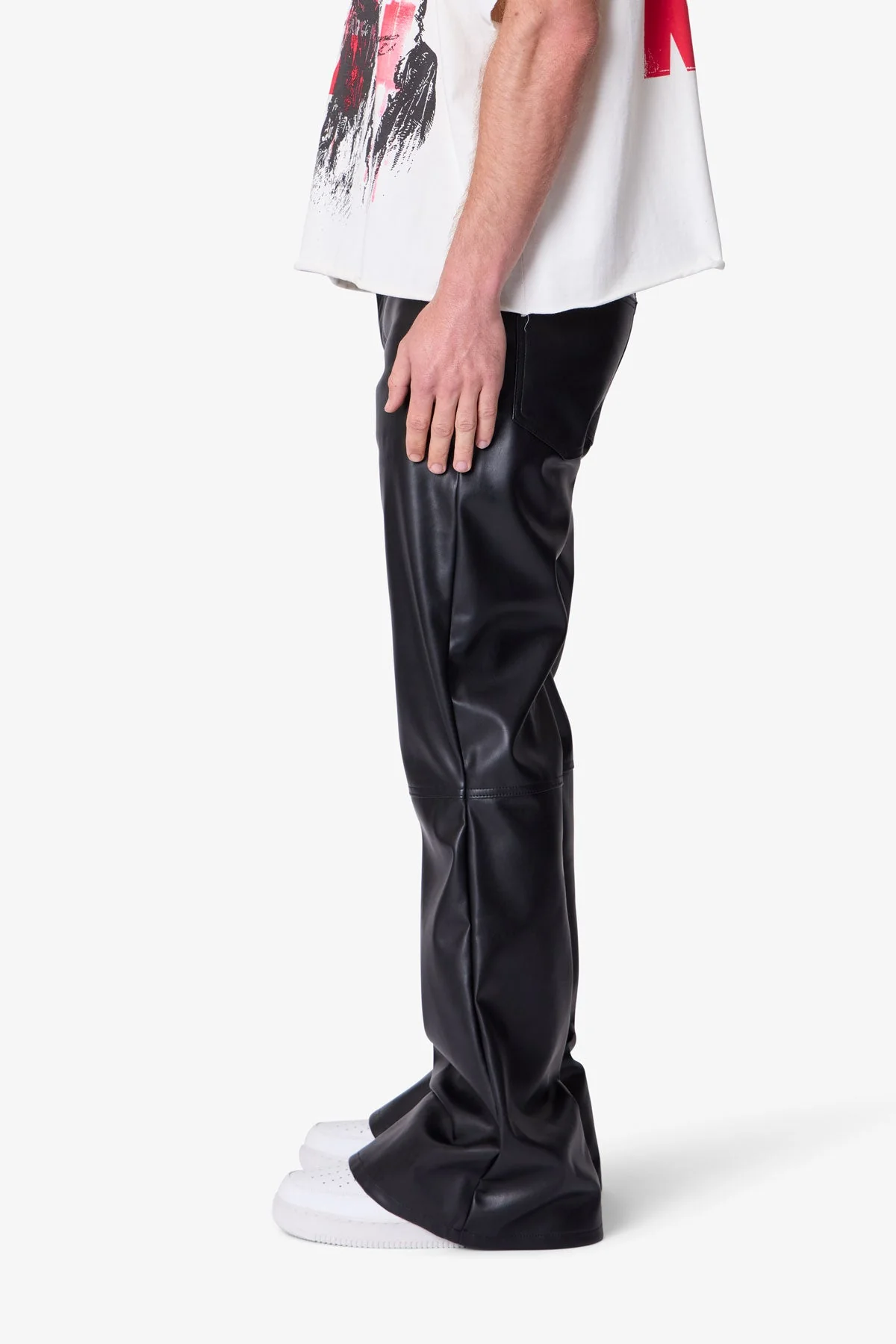 Leather Flare Pants - Black