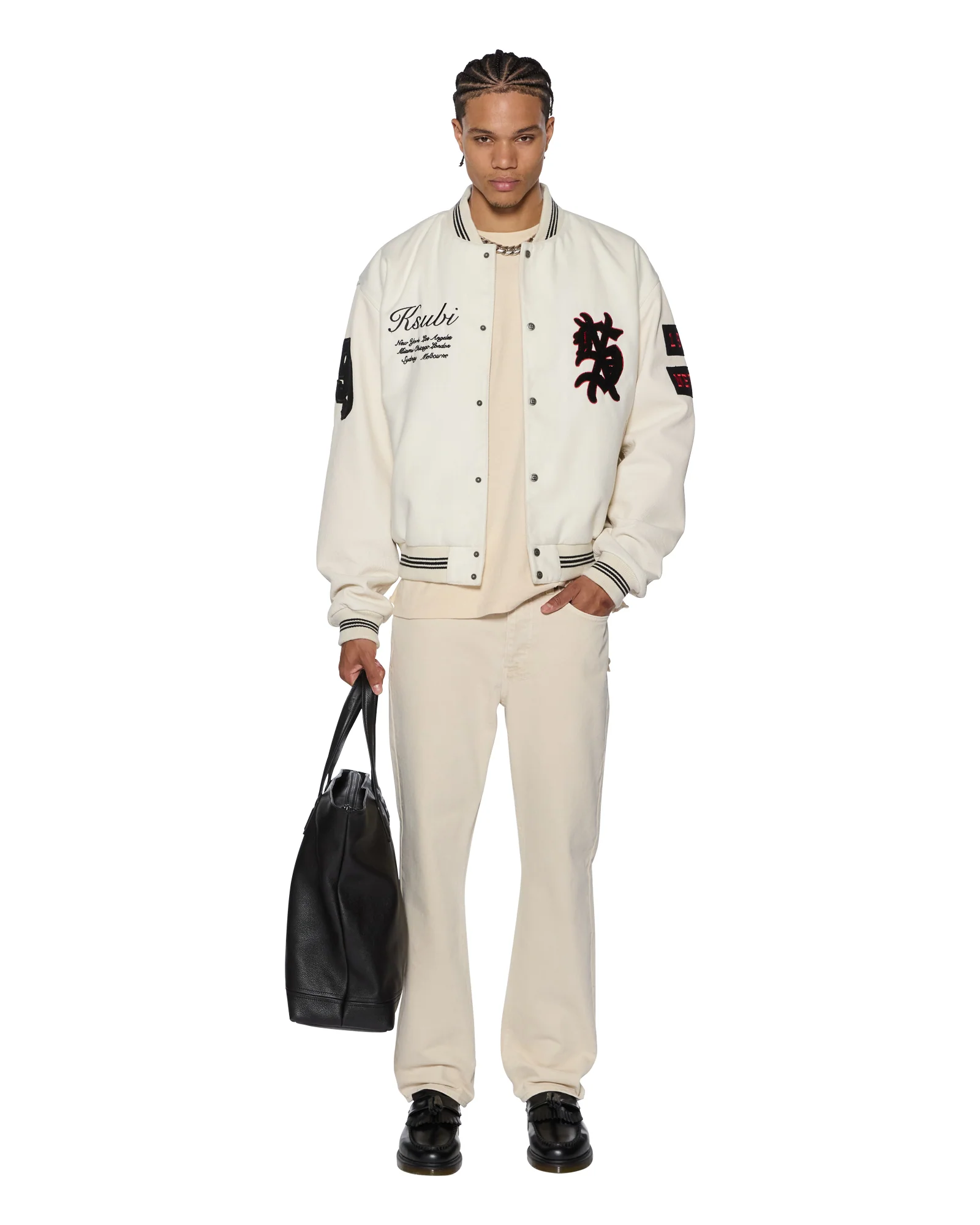 PLAYOFF VARSITY JACKET ECRU