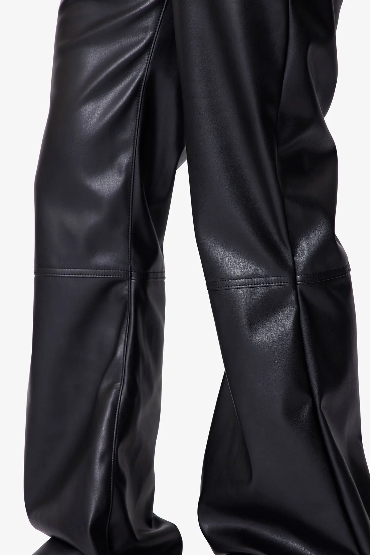 Leather Flare Pants - Black