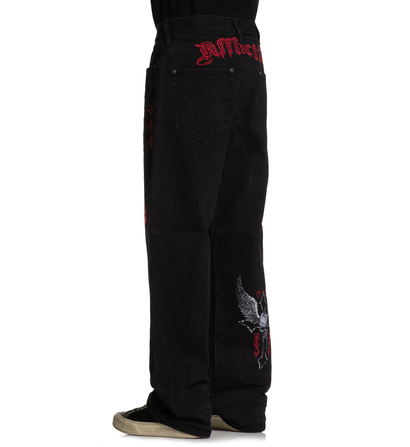 Wide Leg Live Fast Black Jeans