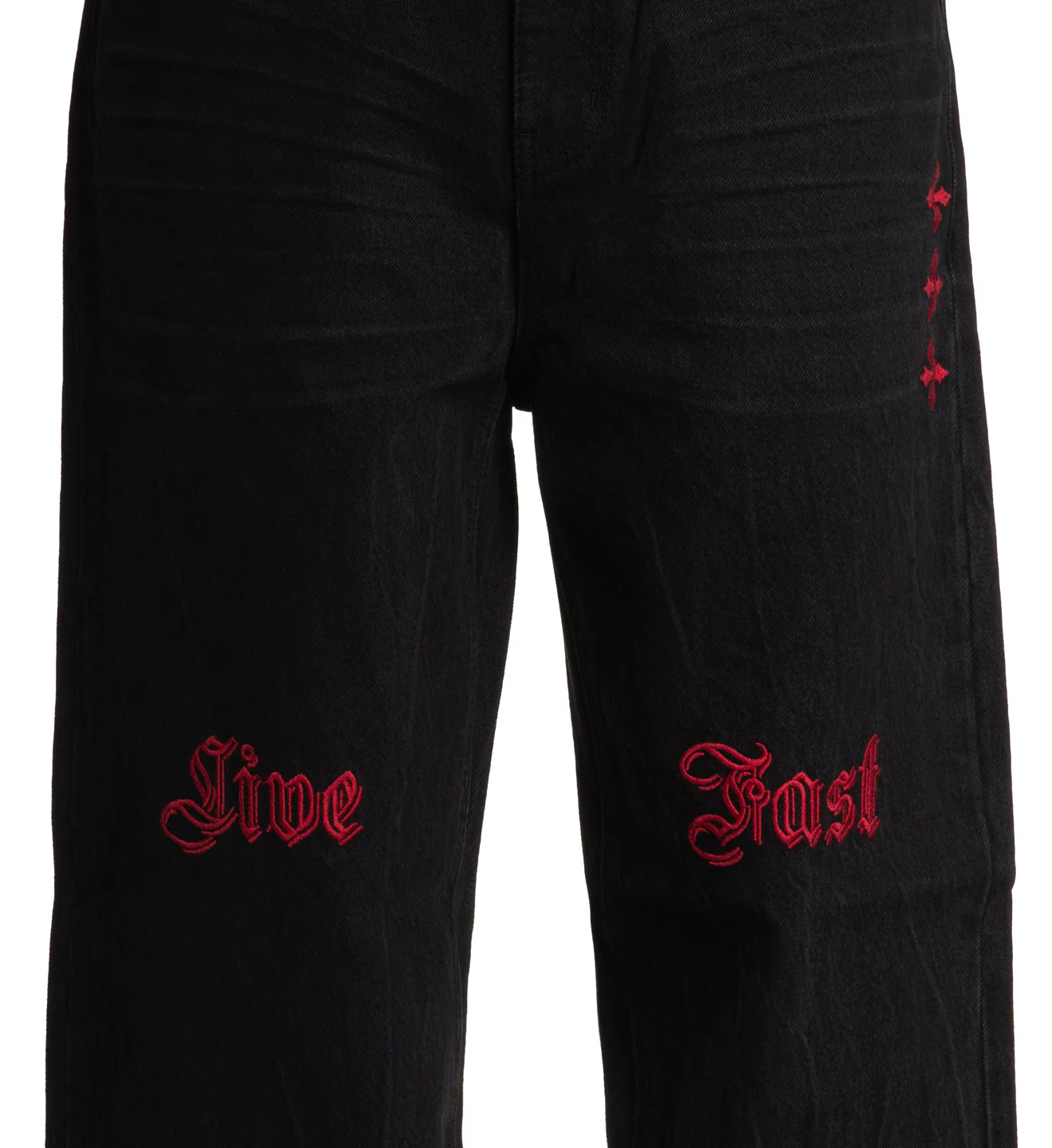 Wide Leg Live Fast Black Jeans