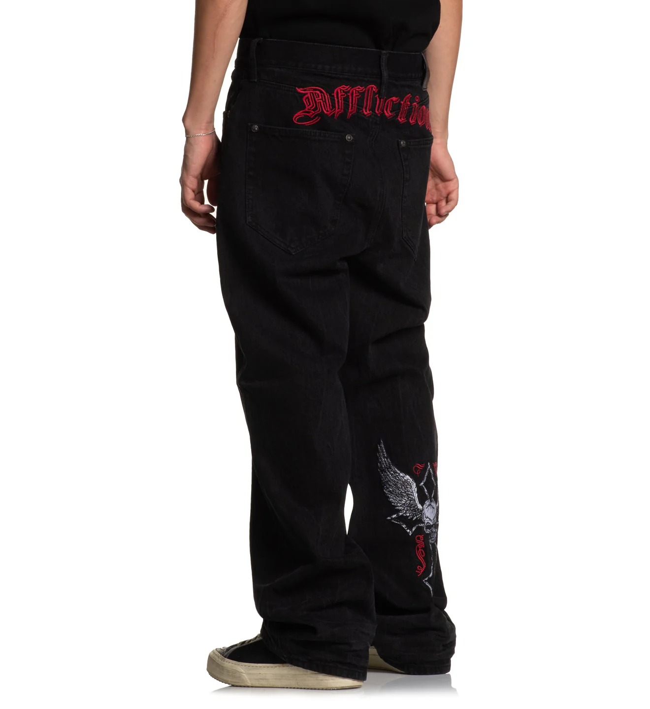 Wide Leg Live Fast Black Jeans