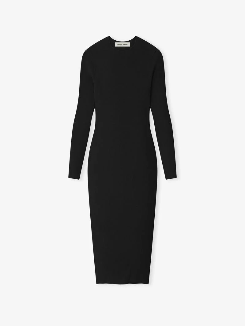 Womens Rib Long Sleeve Dress
