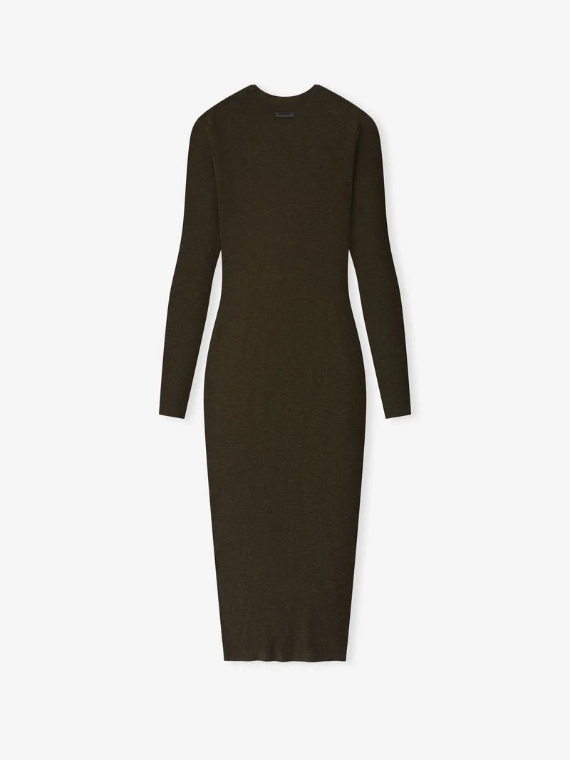 Womens Rib Long Sleeve Dress