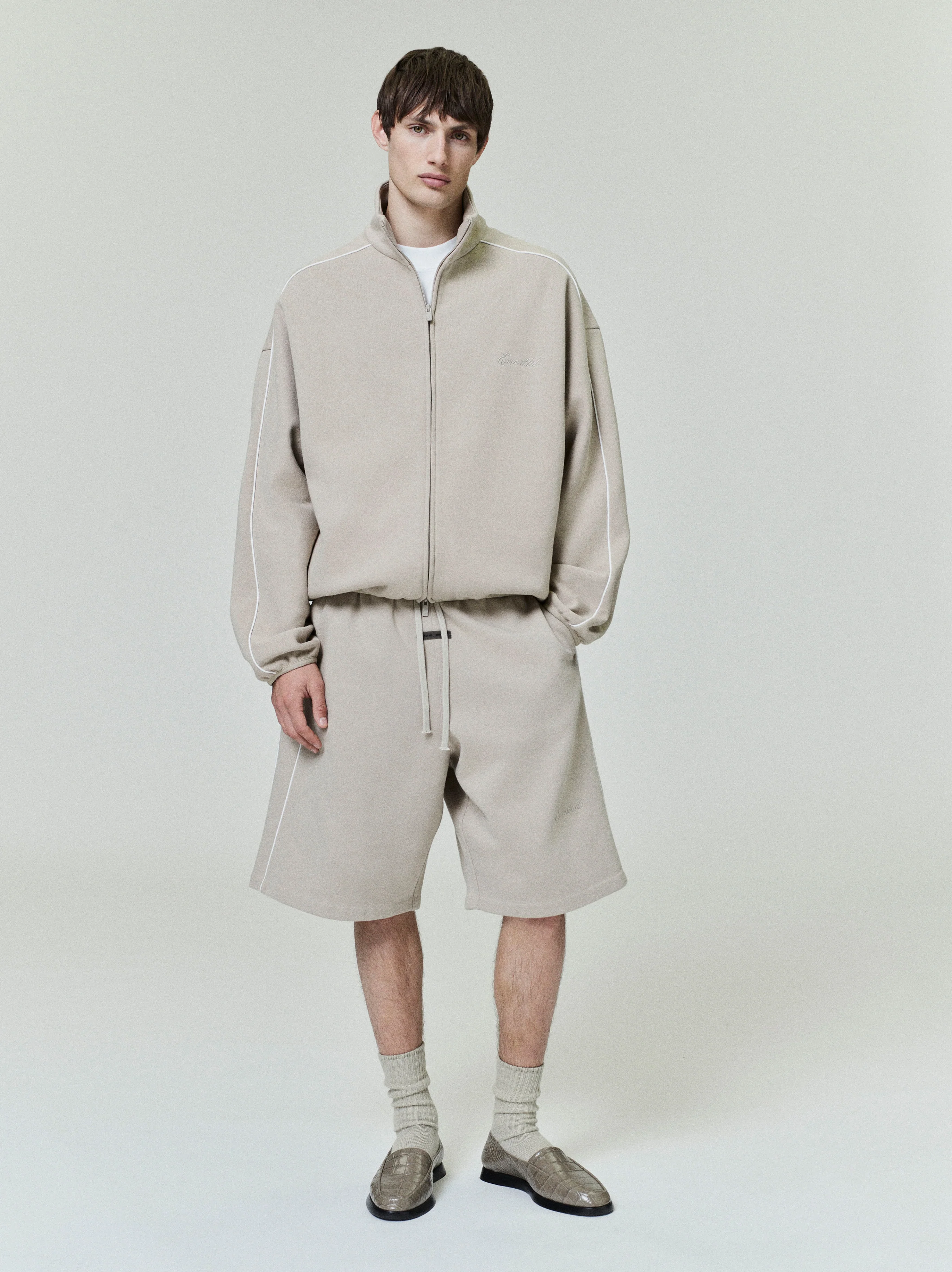 Modern Fleece Track Jacket With Piping