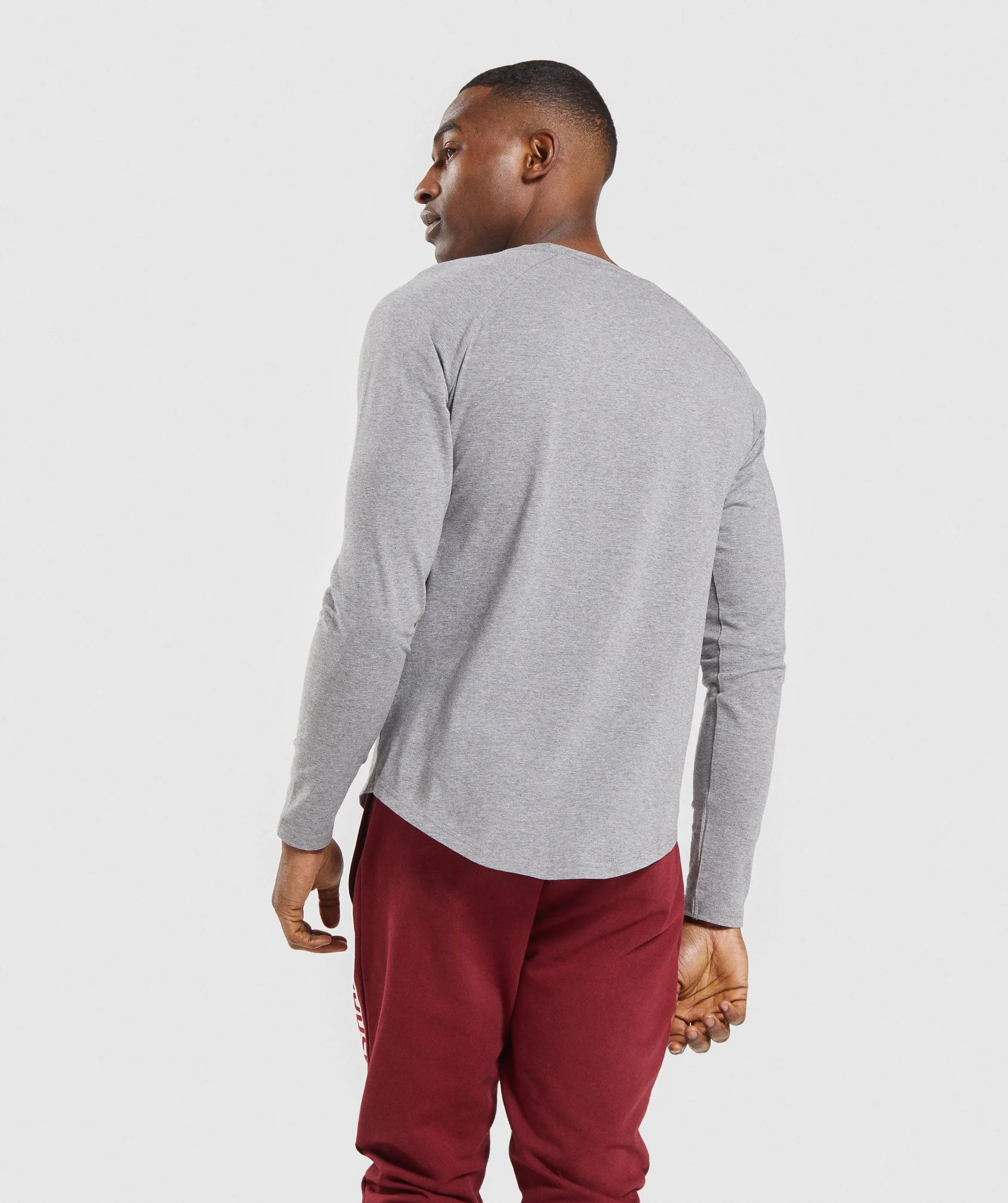 Gymshark Block Long Sleeve T-Shirt - Grey Marl/White