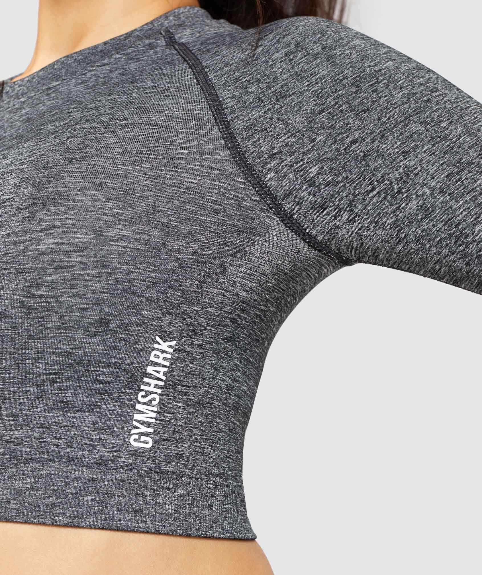 Gymshark Adapt Marl Seamless Long Sleeve Crop Top - Black