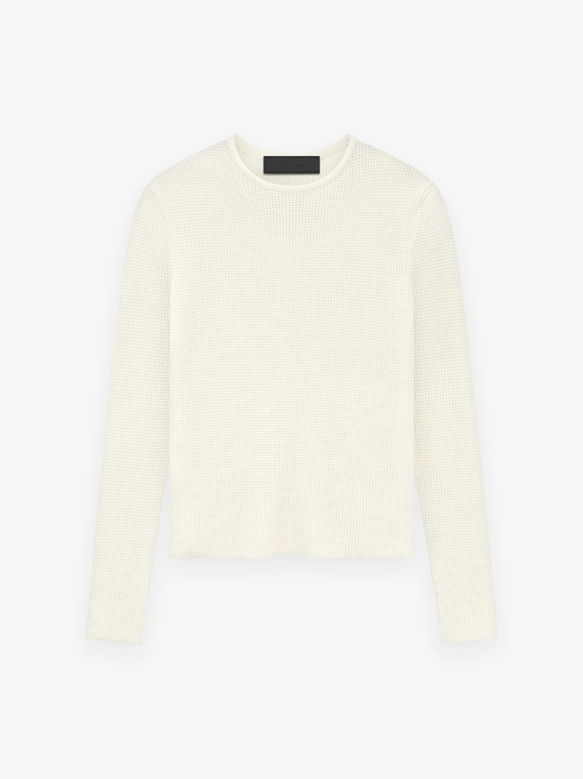 Womens Waffle Fitted Long Sleeve Sweater