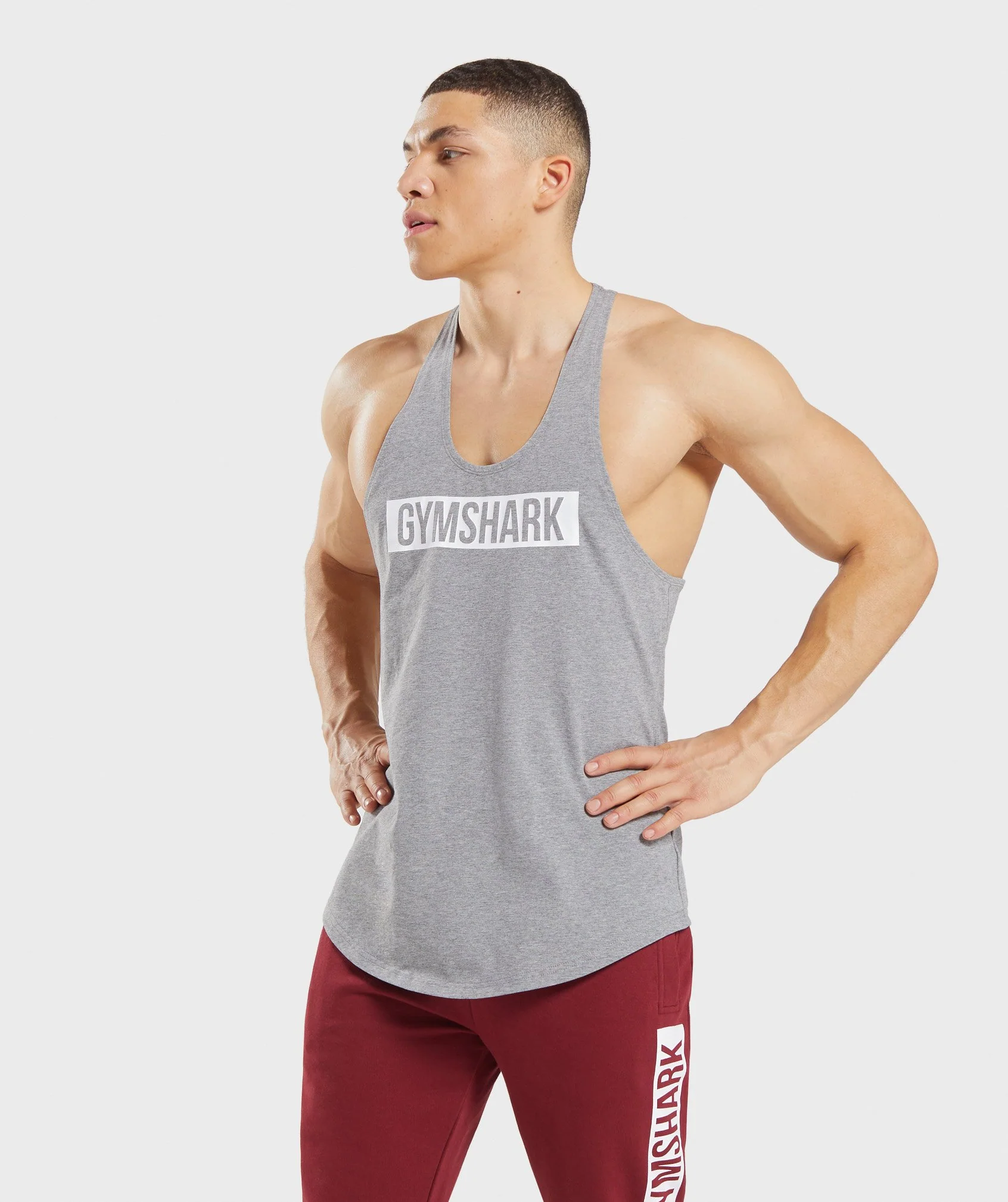 Gymshark Block Stringer - Grey Marl/White