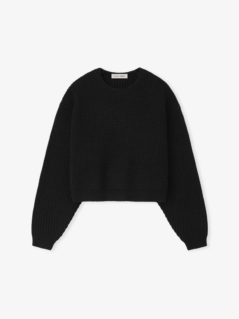Womens Heavy Waffle 90s Crewneck Sweater