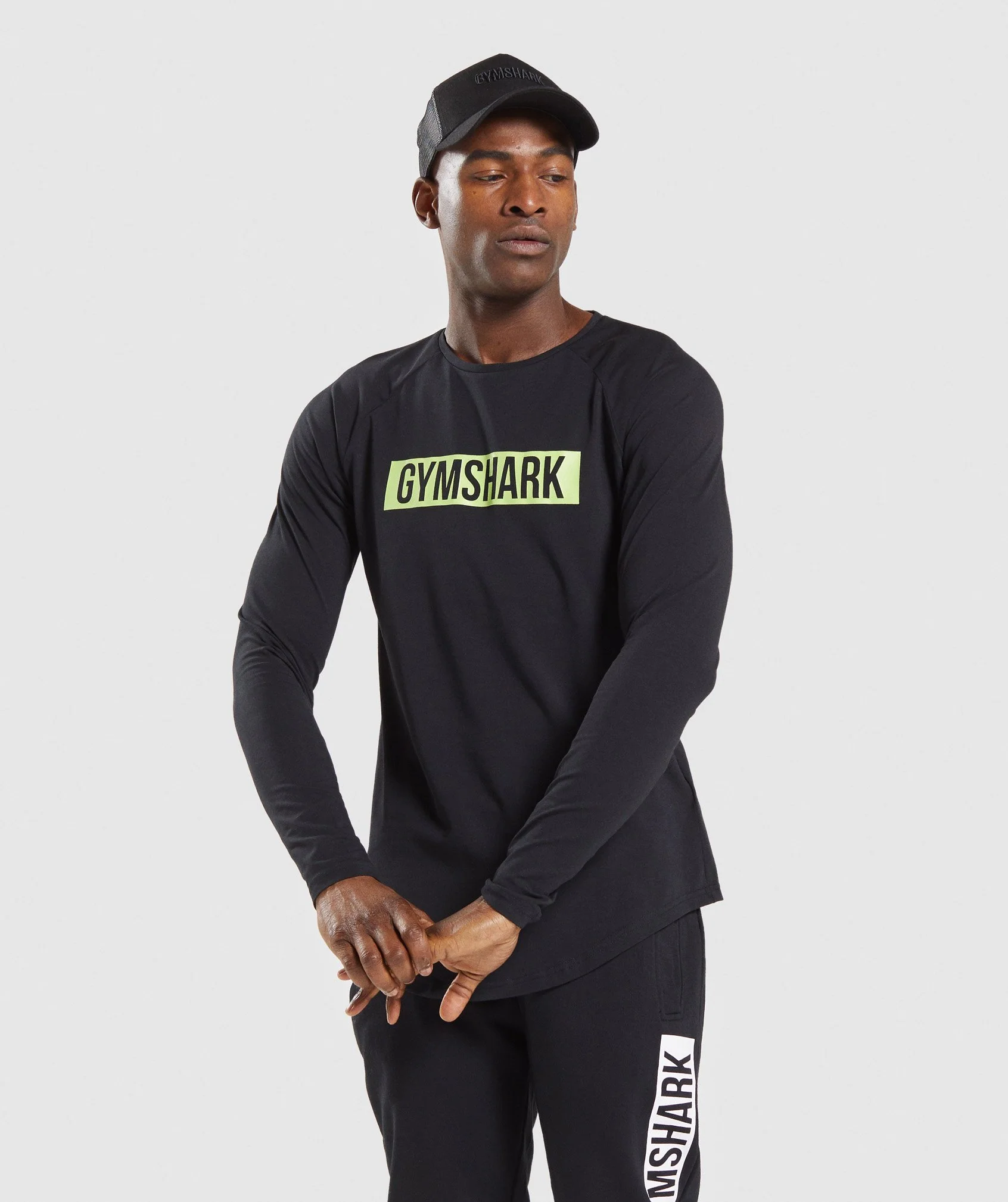 Gymshark Block Long Sleeve T-Shirt - Black/Lime