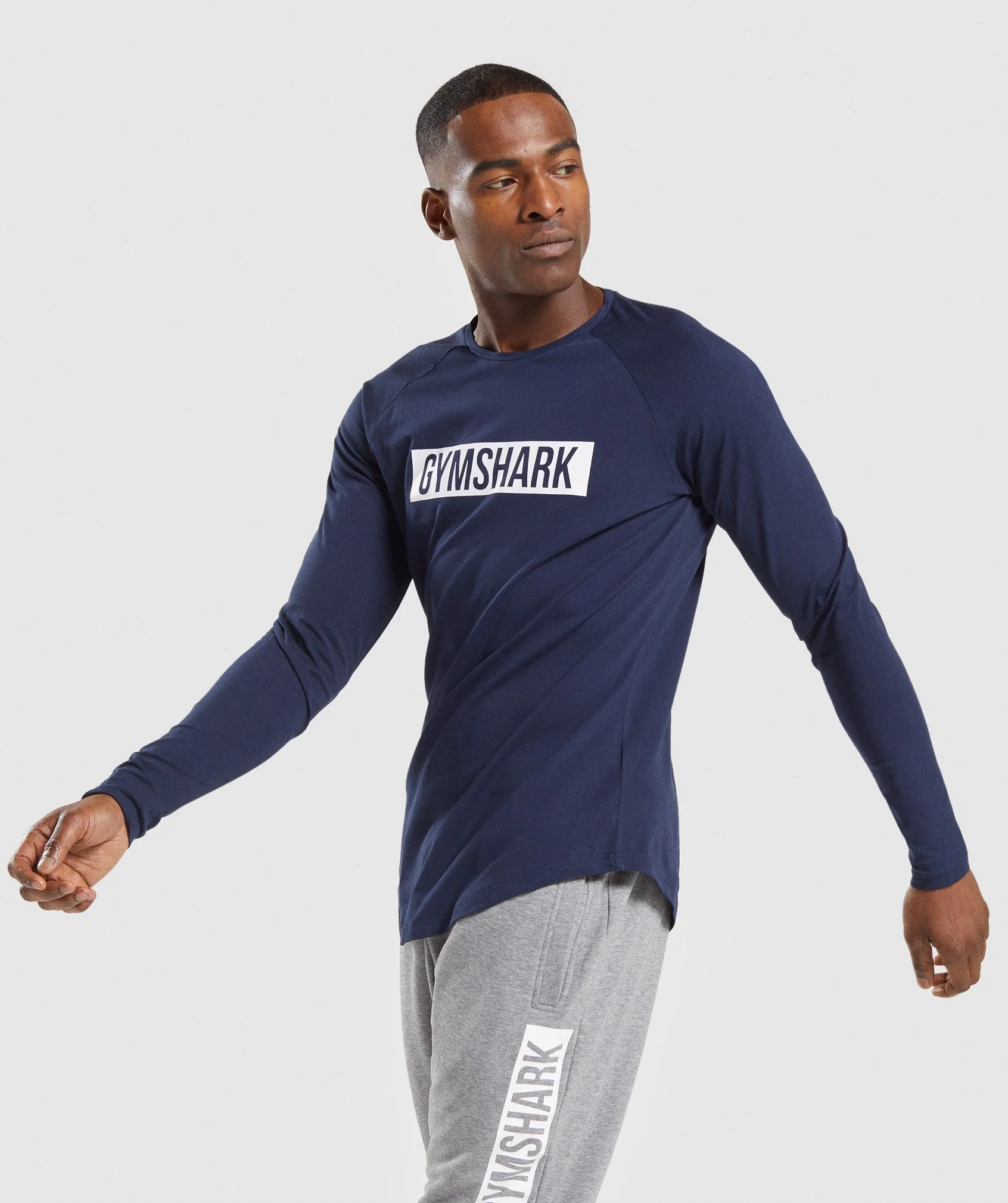 Gymshark Block Long Sleeve T-Shirt - Dark Blue/White