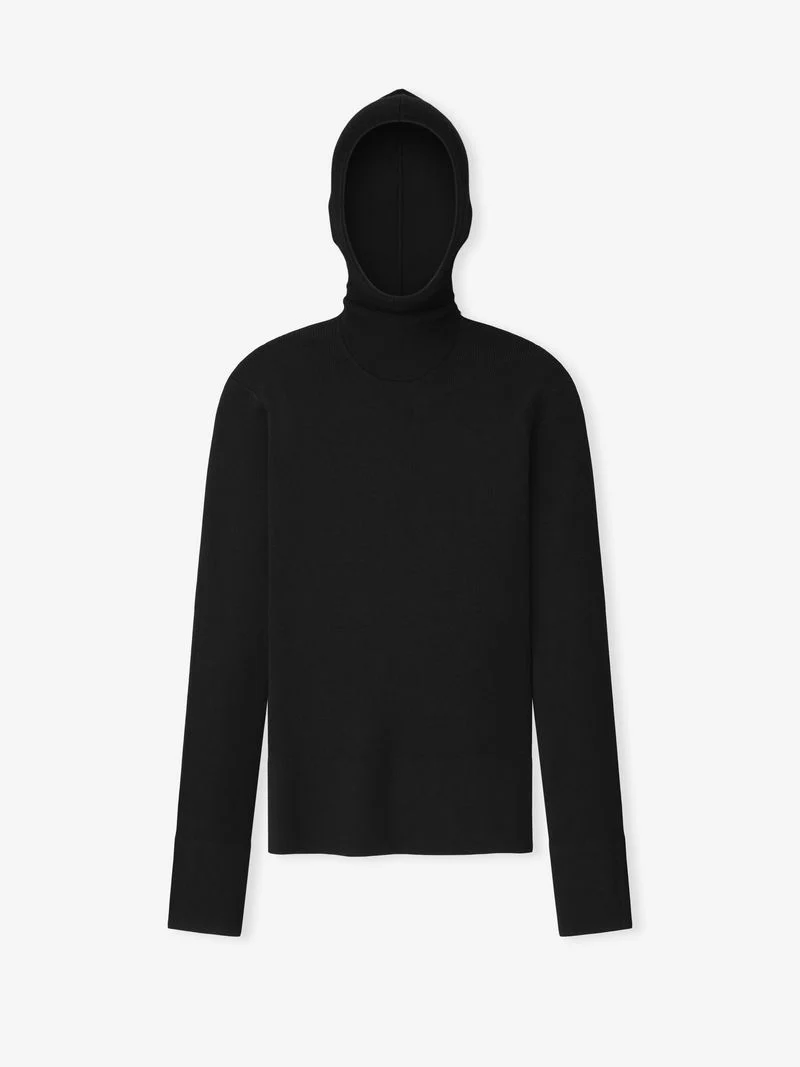 Womens Long Sleeve Hooded Rib Top