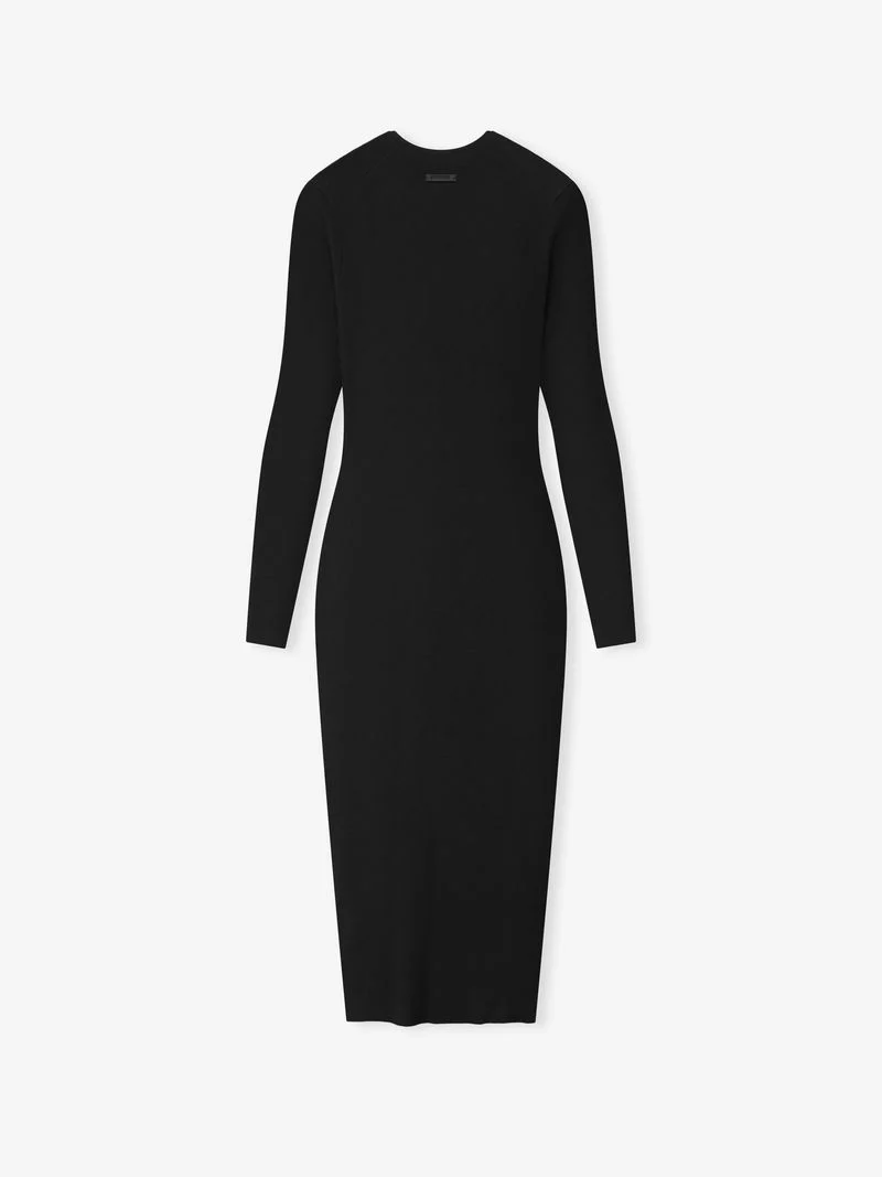 Womens Rib Long Sleeve Dress