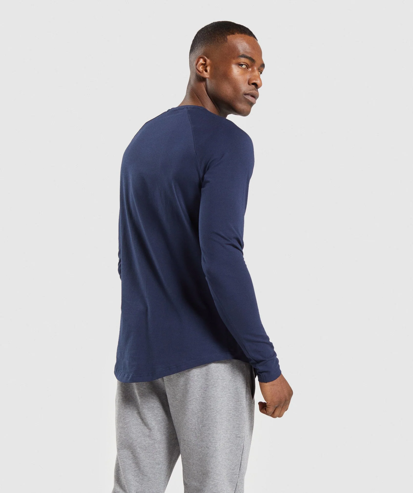Gymshark Block Long Sleeve T-Shirt - Dark Blue/White