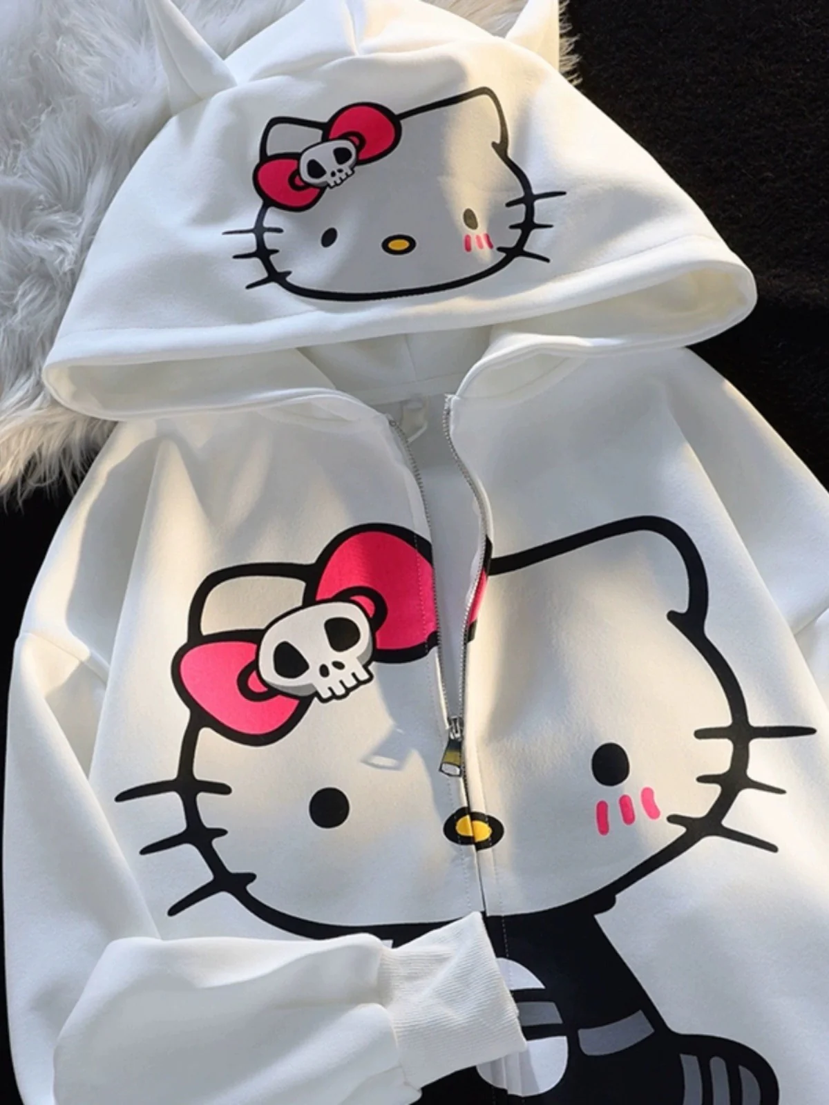 KT Hoodies Fall Jacket Oversized Sweatshirts Casual Drawstring Zip Up Y2K Hoodie with Pocket