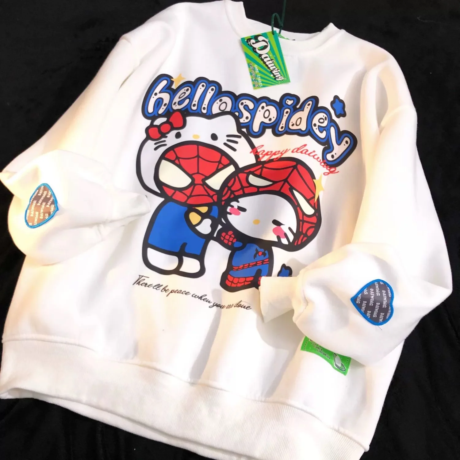 KT x Spiderman Sweatshirts Hoodies Crewneck Oversized Pullover Sweaters Casual Comfy Fall Fashion Outfits Clothes Valentine's Day Gift