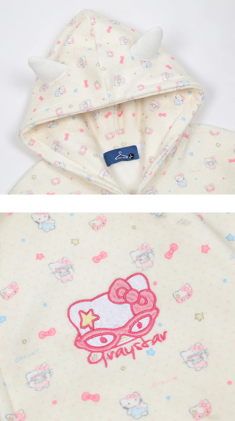 Hellokitty Cute Hoodies Fall Jacket Oversized Sweatshirts Casual Drawstring Zip Up Y2K Hoodie with Pocket