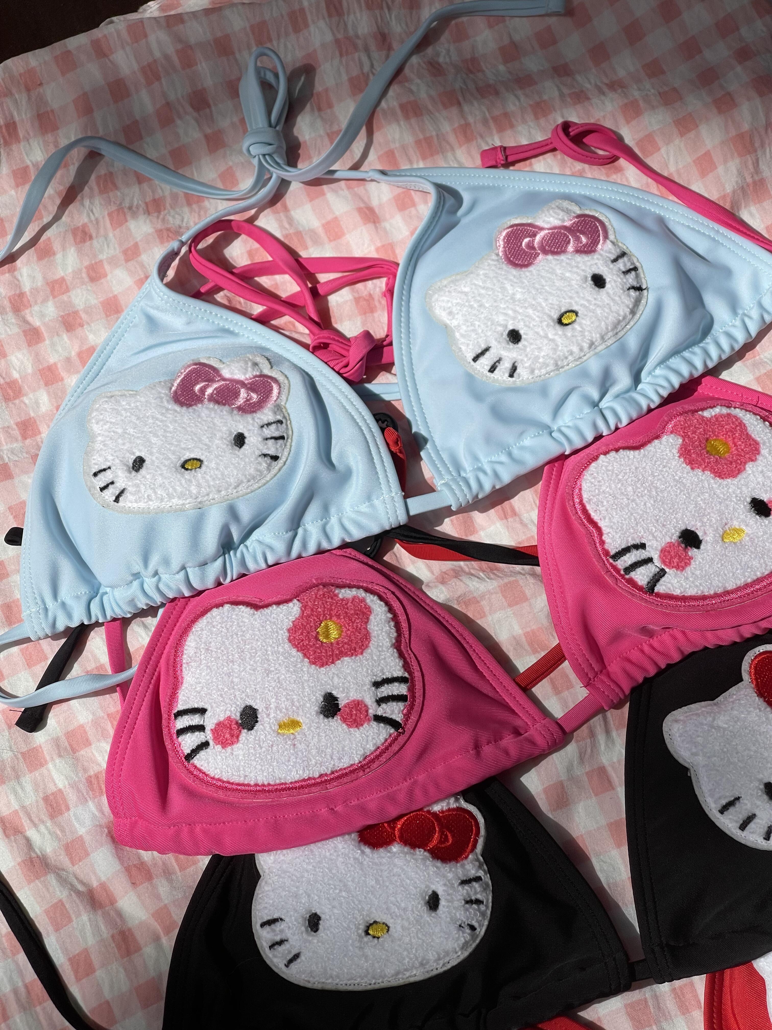 Hellokitty Women's Halter Tie Side Triangle Bikini Set high Cut 2 Piece Bikini Swimsuit Bathing Suit