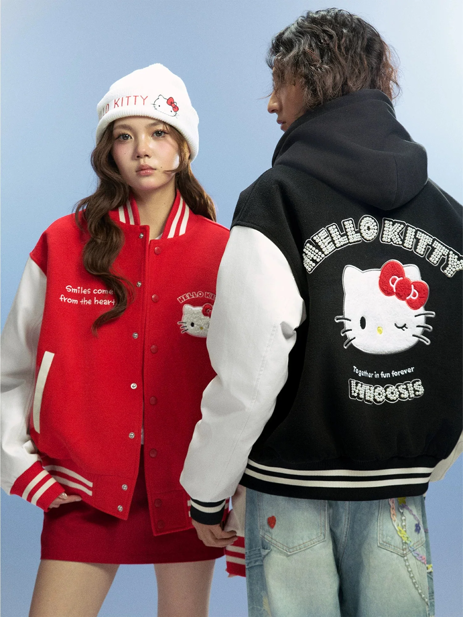 Hellokitty Jacket Baseball Bomber Jacket Vintage Unisex Streetwear Coats with Patchwork Hipster Utility Tops