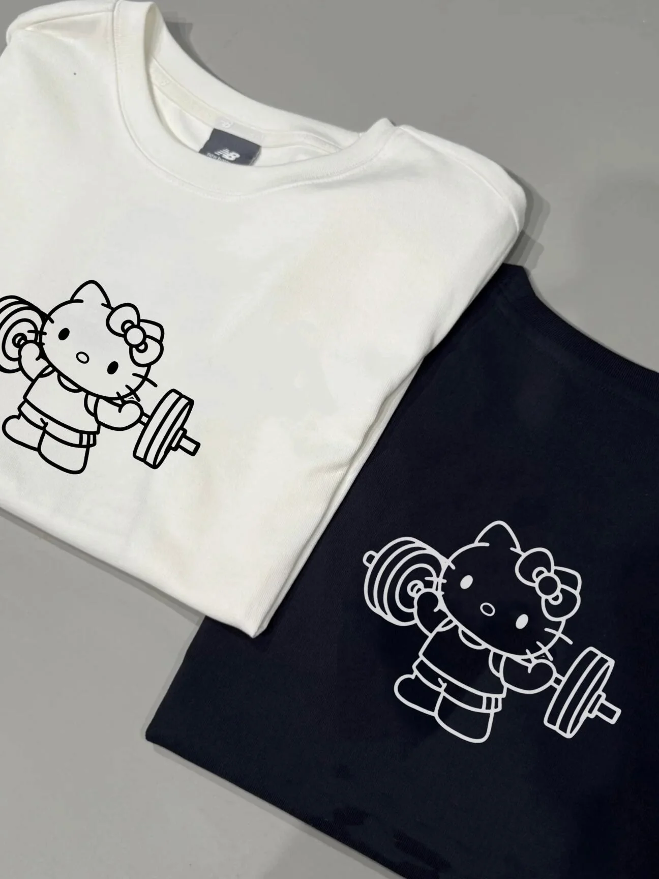 Hellokitty Weightlifting Print Cute Workout Crew Neck Cotton Short Sleeve Gym Fitness