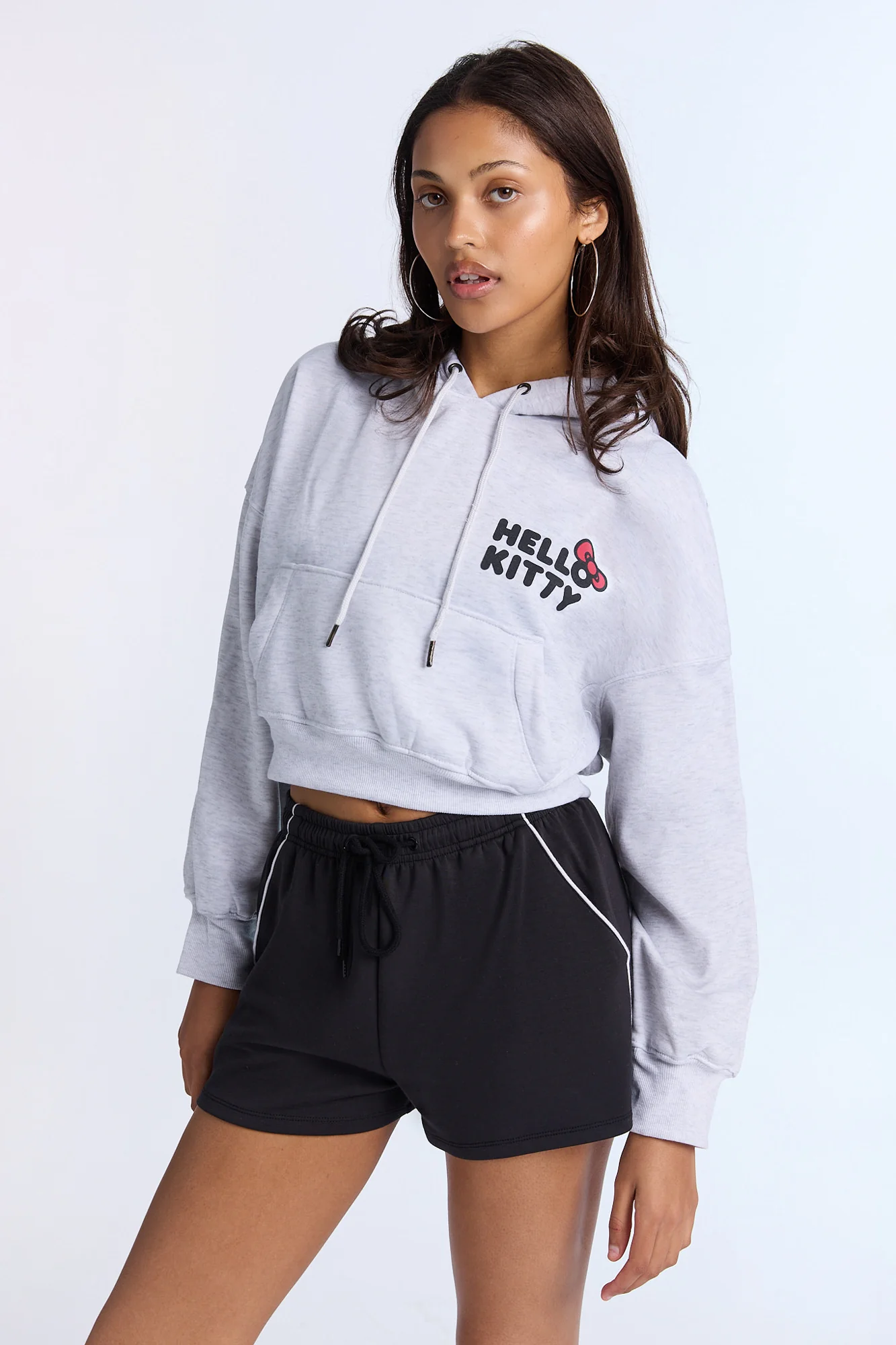 Hello Kitty Graphic Cropped Hoodie
