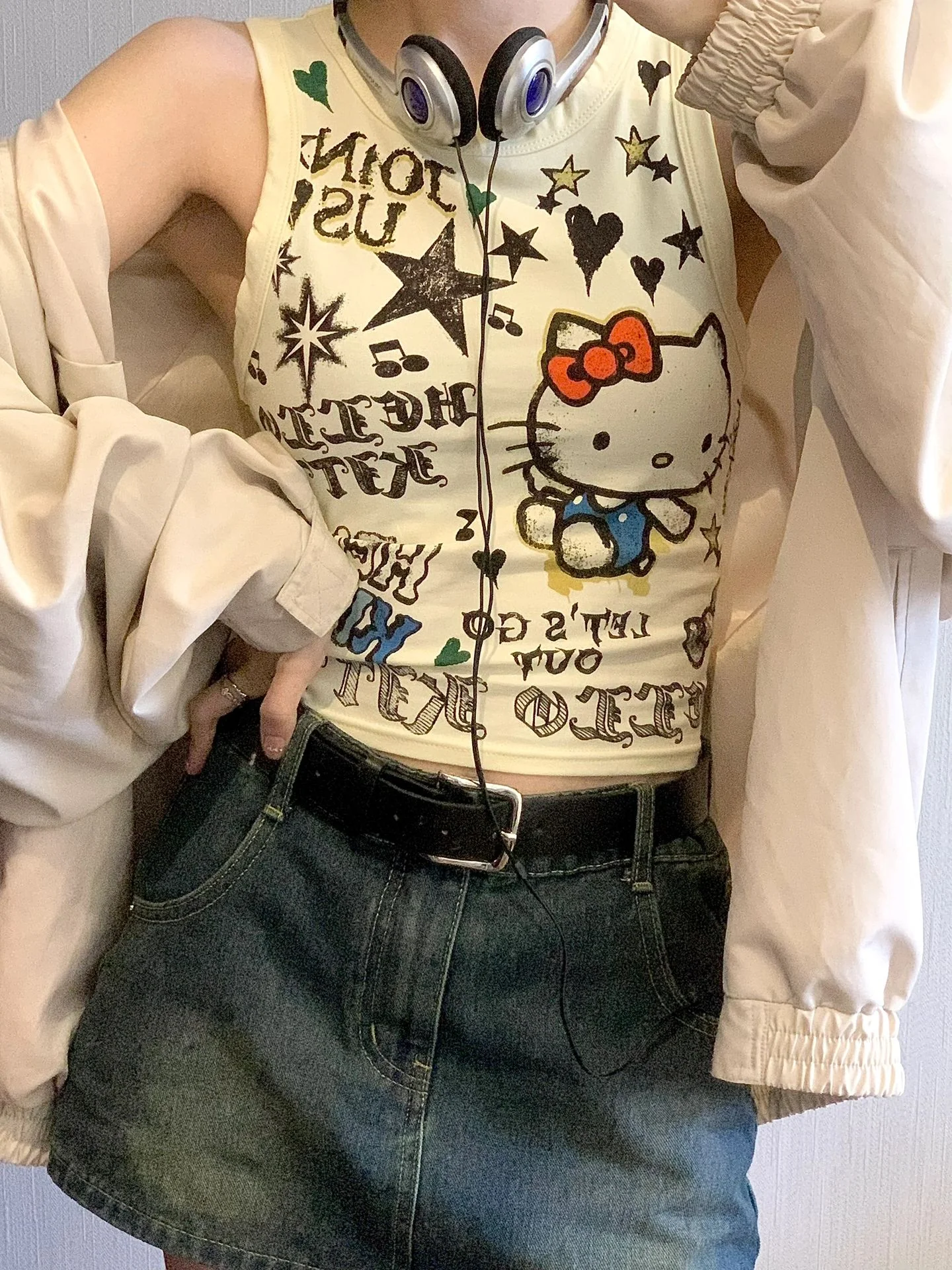 Hellokitty Women’s  Sleeveless Racer Back Tank Tops Halter Neck Crop Tops