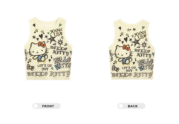 Hellokitty Women’s  Sleeveless Racer Back Tank Tops Halter Neck Crop Tops