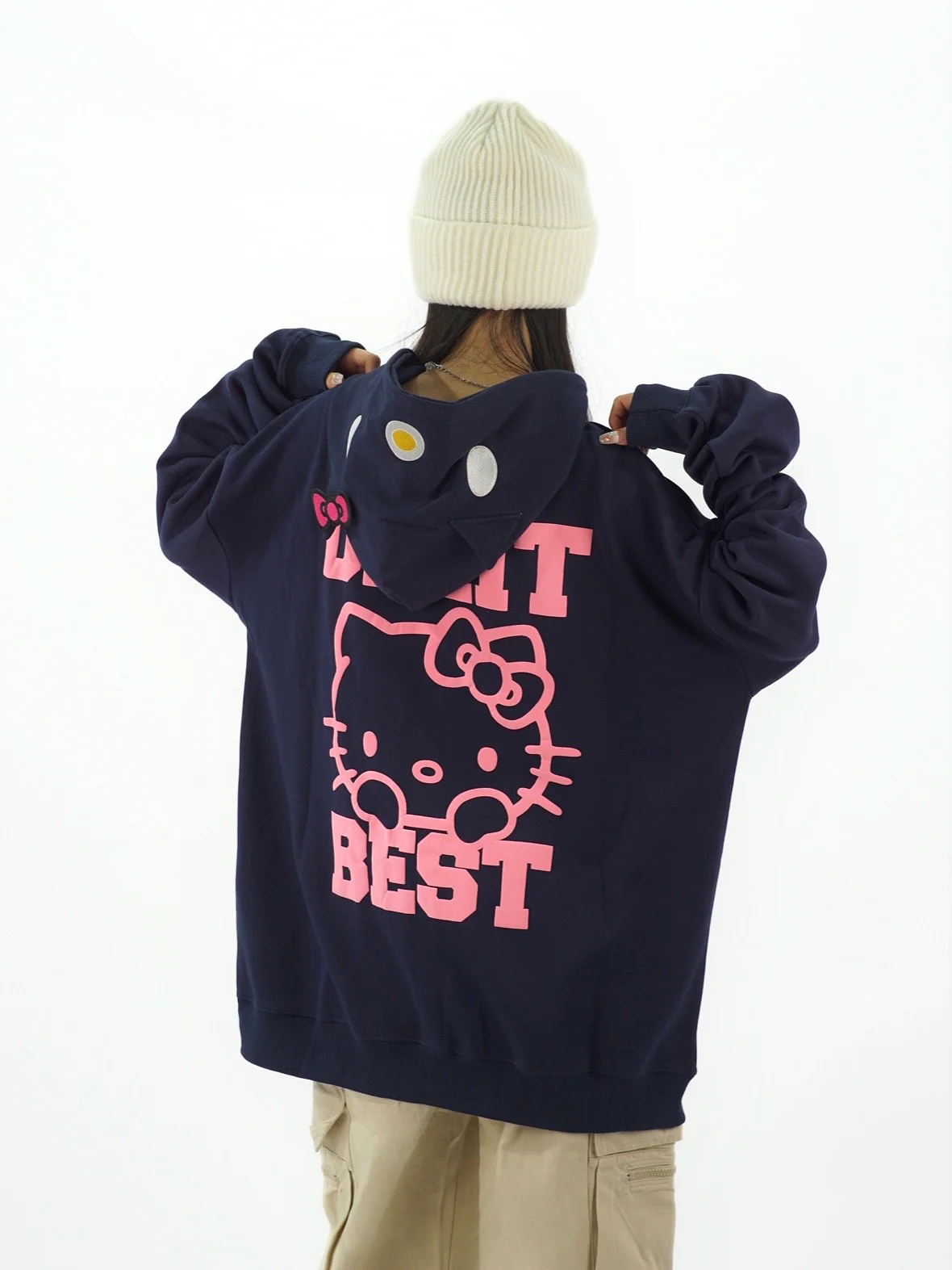 KT Women's Cute Hoodies Teen Girl Fall Jacket Oversized Sweatshirts Casual Drawstring Zip Up Y2K Hoodie with Pocket