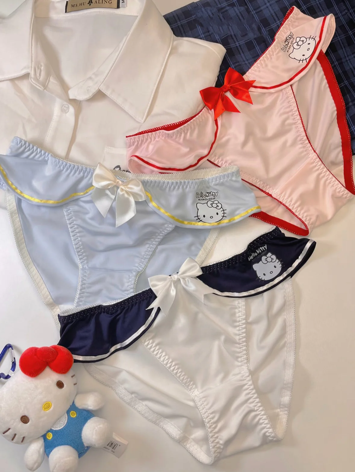 Hellokitty Underwire Cute Push Up Strappy Lingerie Set Panty Bra