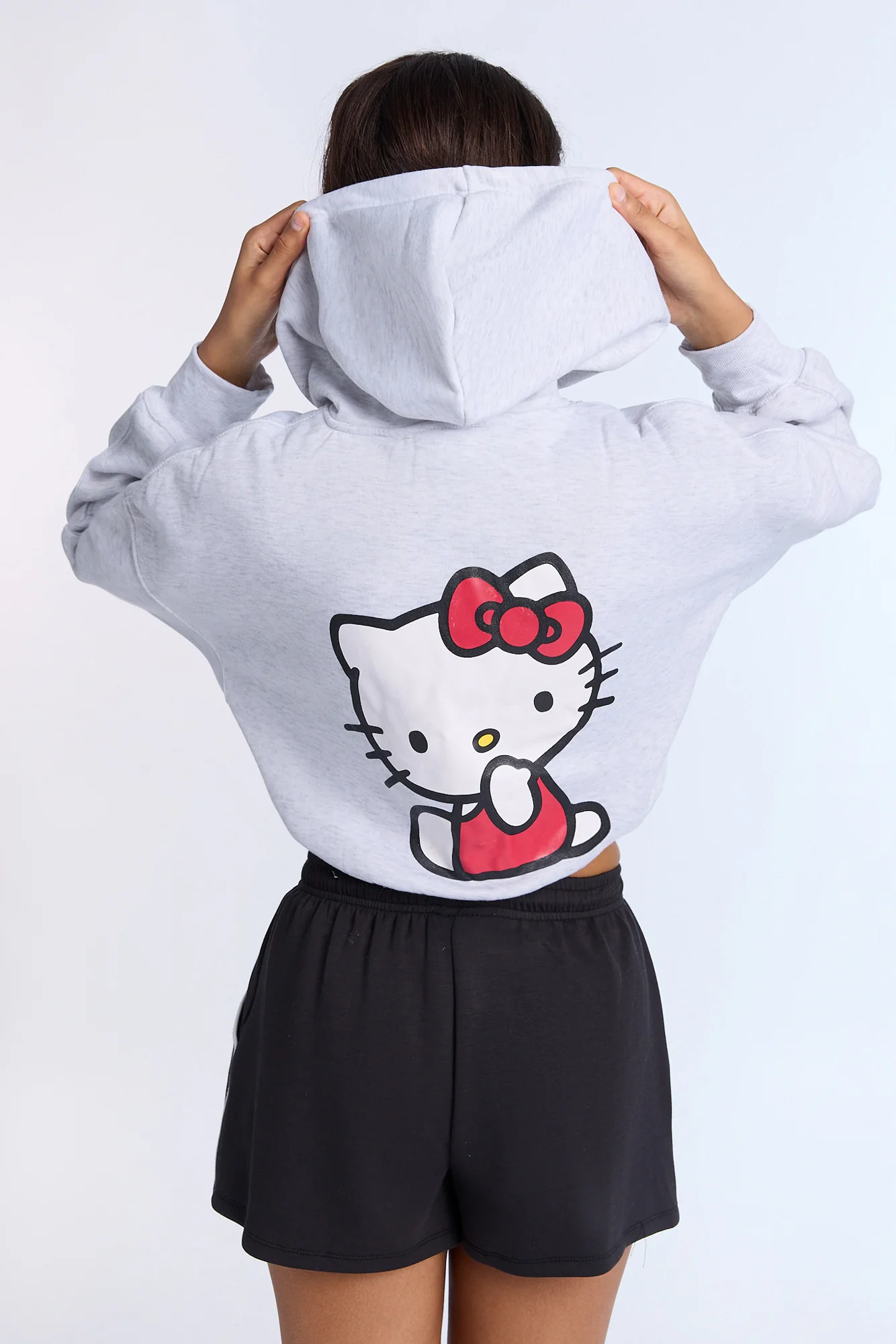 Hello Kitty Graphic Cropped Hoodie
