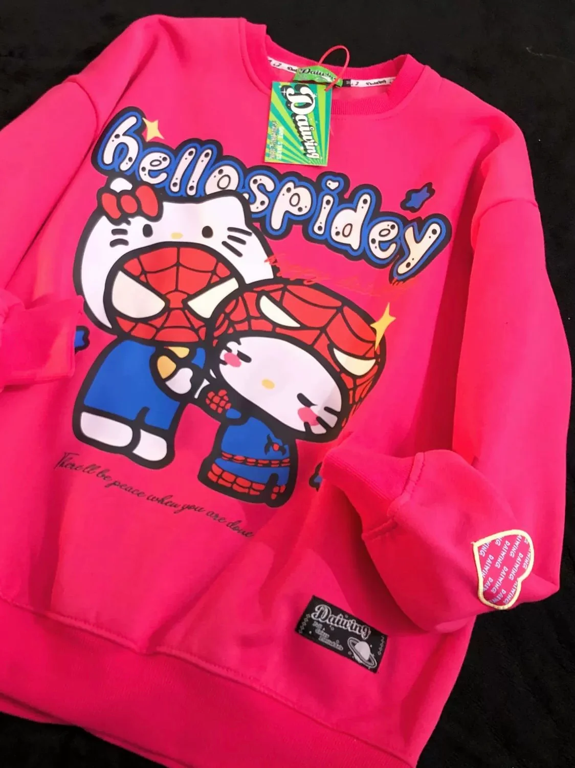 KT x Spiderman Sweatshirts Hoodies Crewneck Oversized Pullover Sweaters Casual Comfy Fall Fashion Outfits Clothes Valentine's Day Gift