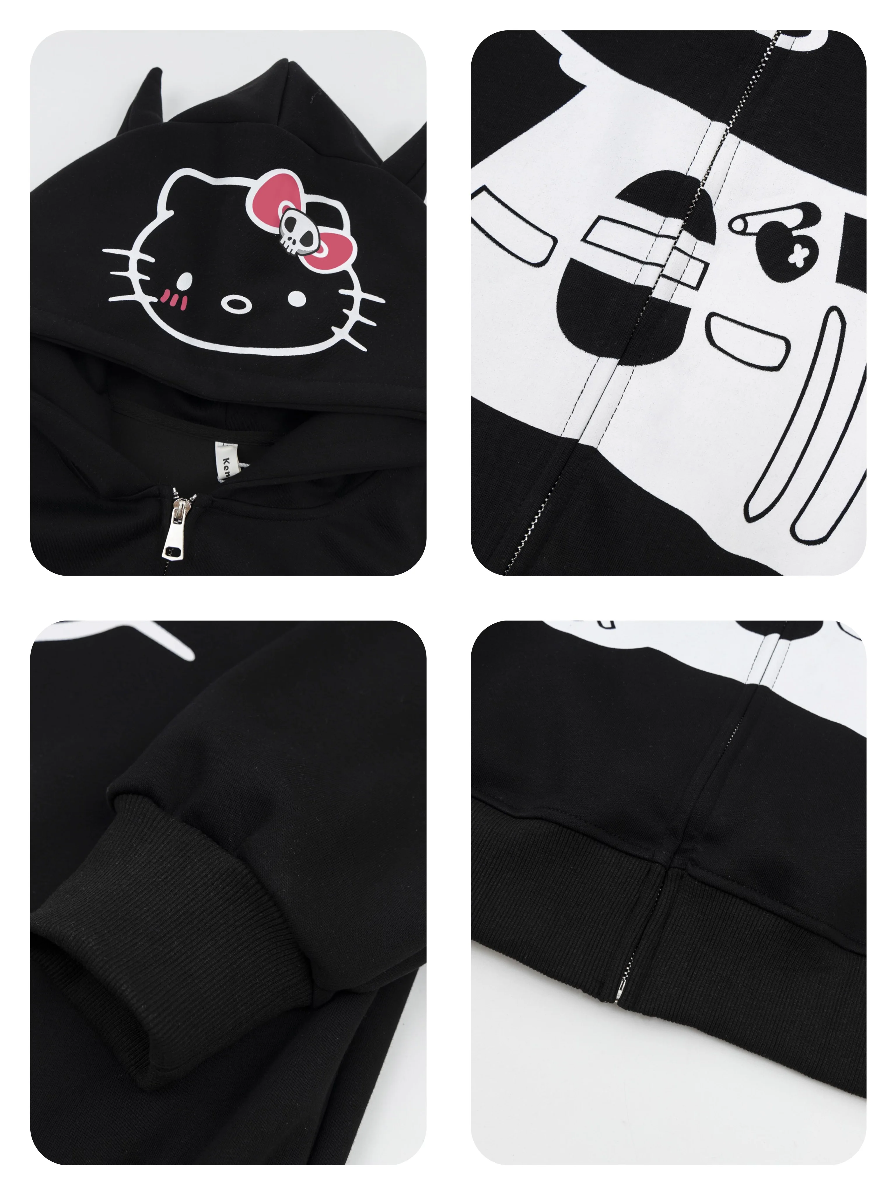 KT Hoodies Fall Jacket Oversized Sweatshirts Casual Drawstring Zip Up Y2K Hoodie with Pocket