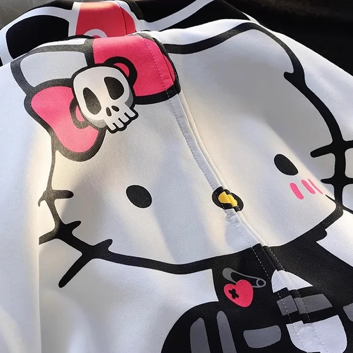 KT Hoodies Fall Jacket Oversized Sweatshirts Casual Drawstring Zip Up Y2K Hoodie with Pocket