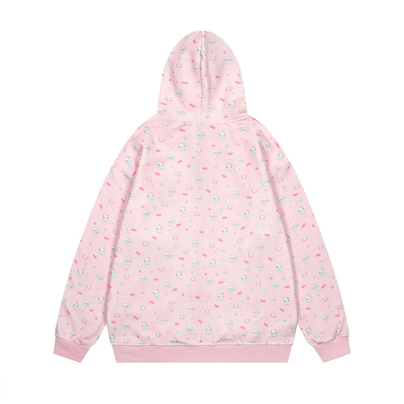 Hellokitty Cute Hoodies Fall Jacket Oversized Sweatshirts Casual Drawstring Zip Up Y2K Hoodie with Pocket