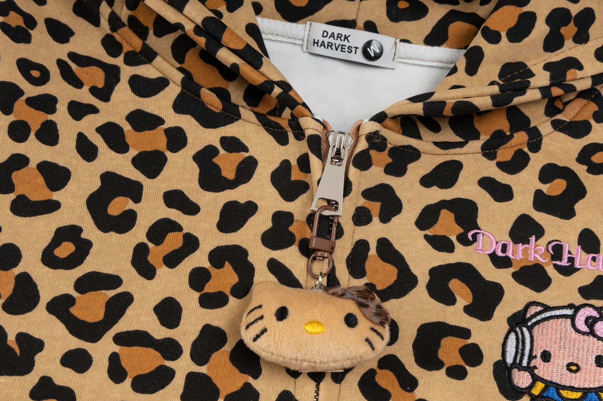 Hellokitty Leopard Print Hoodies Fall Jacket Sweatshirts Casual Drawstring Zip Up Y2K Hoodie with Pocket